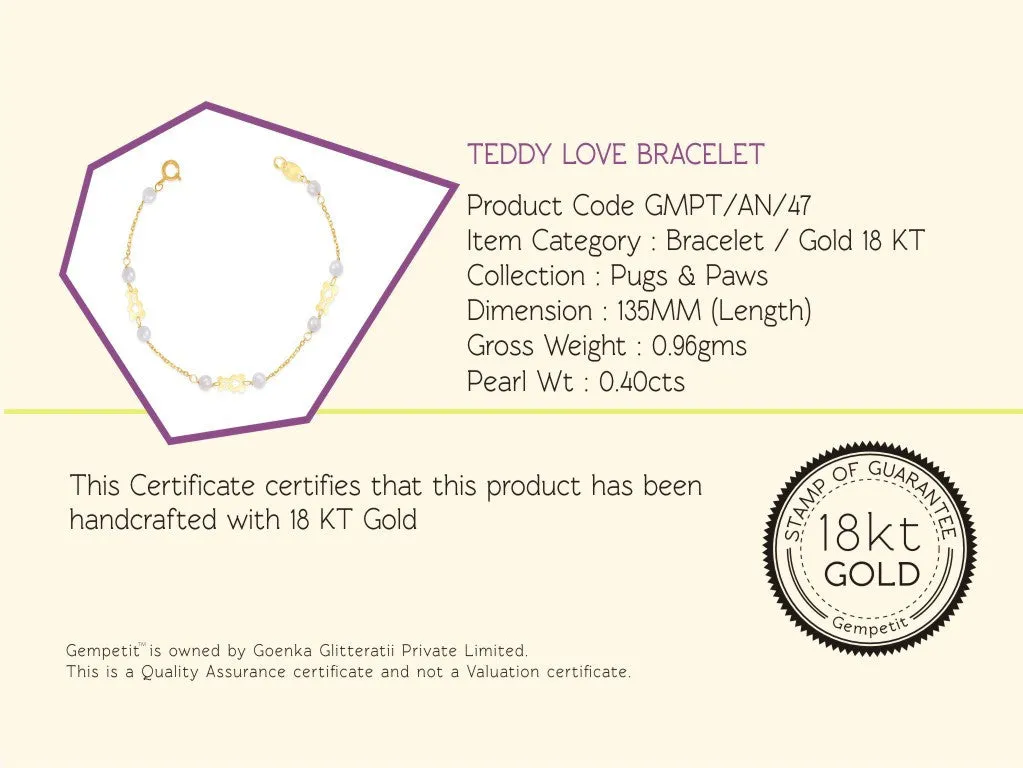 18K Gold Teddy Love Bracelet <br> Pugs & Paws Collection