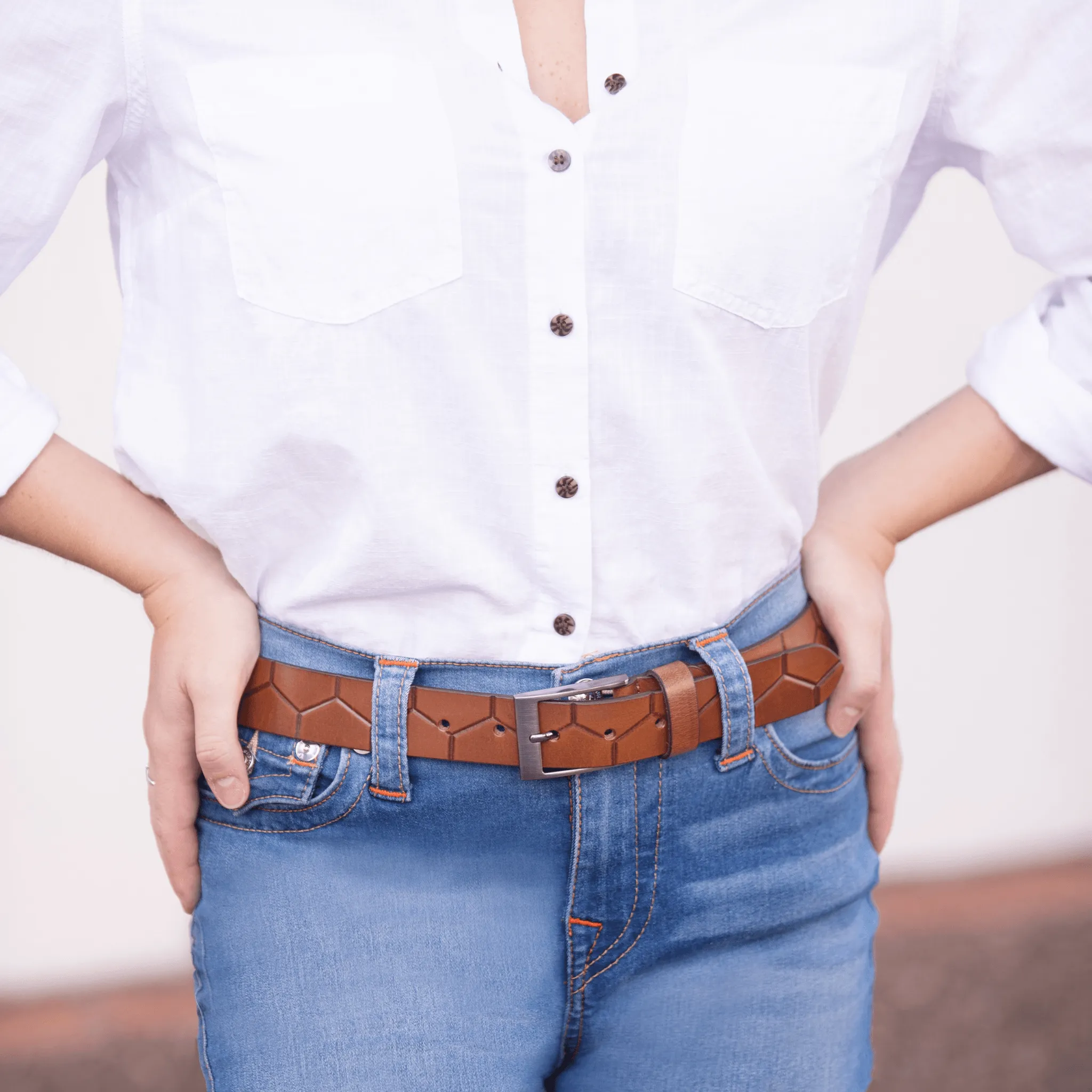 35mm | Tan | Embossed Belt