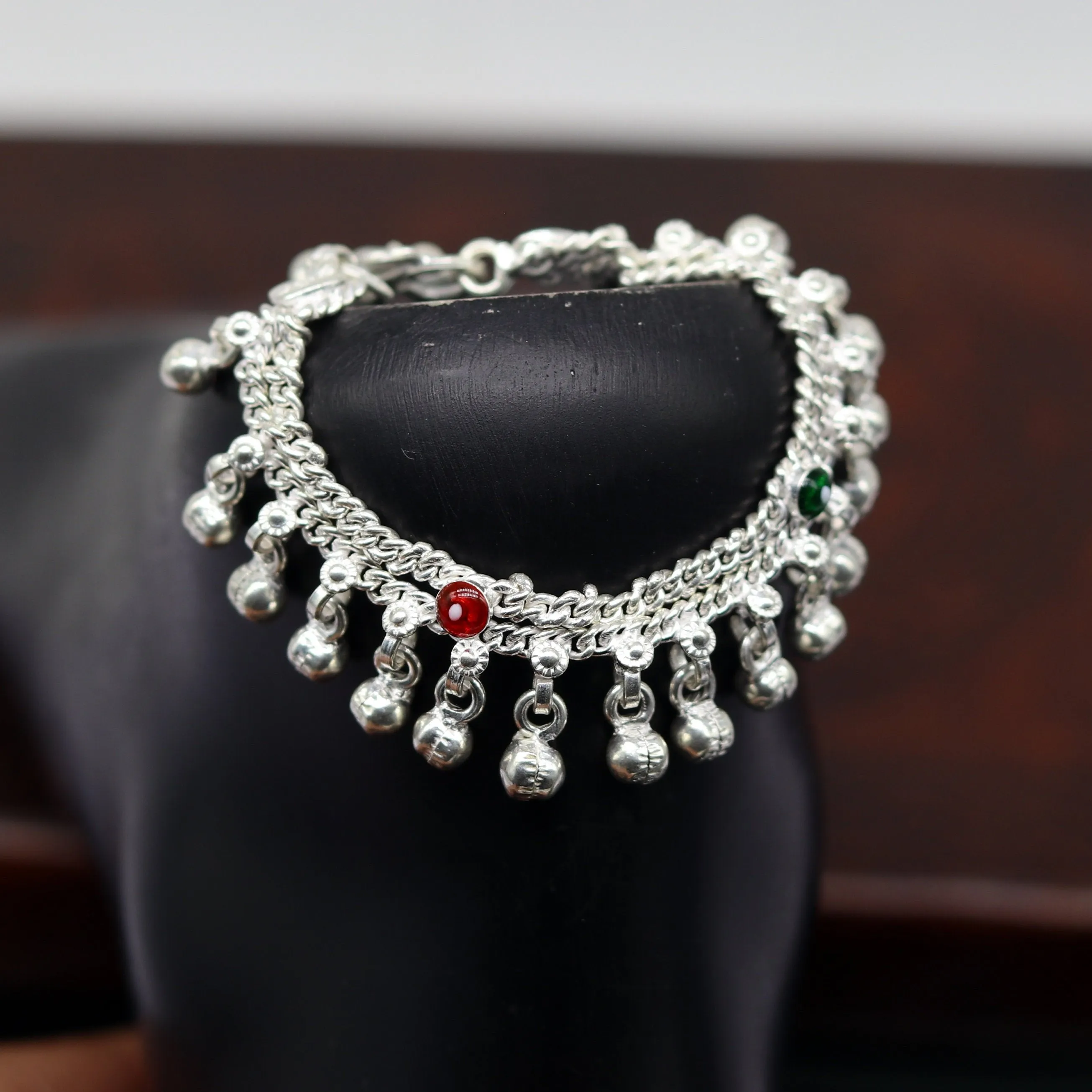 5" new born baby charming anklets bracelet, double chain jingle bells ankle bracelet, unisex gifting kids jewelry, plan shiny jewelry ank258