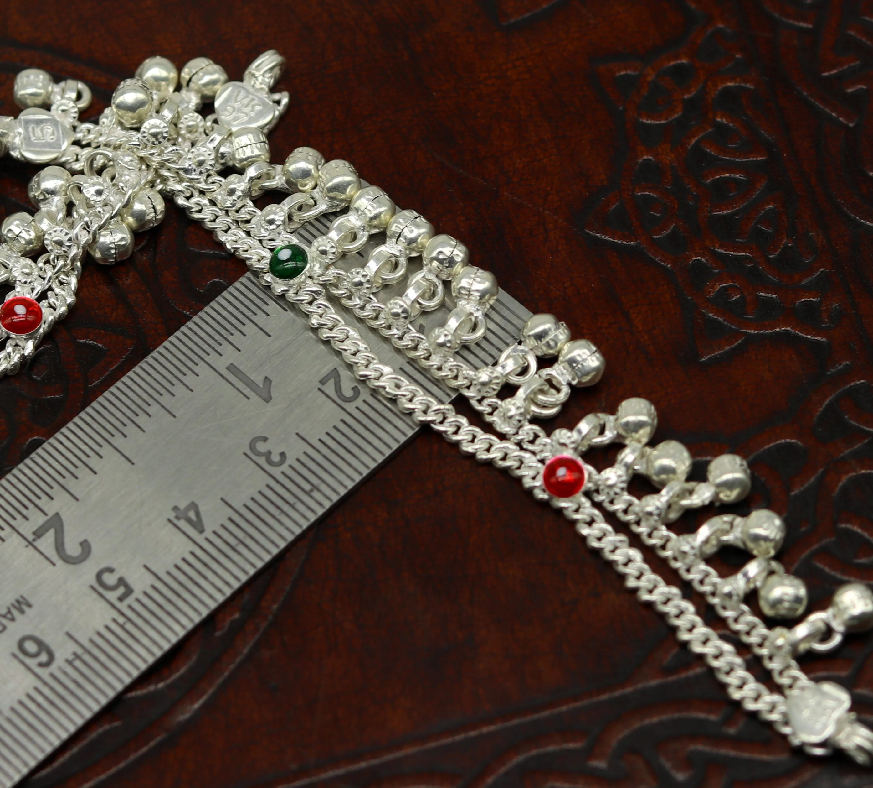 5" new born baby charming anklets bracelet, double chain jingle bells ankle bracelet, unisex gifting kids jewelry, plan shiny jewelry ank258