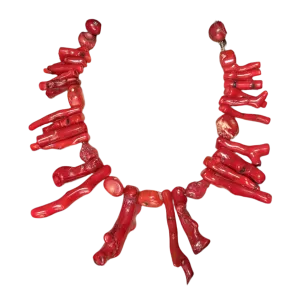 90s Genuine Red Coral Statement Necklace