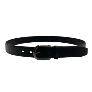 AIDEN - Men's Black Genuine Leather Belt with Black Polished Pin Buckle