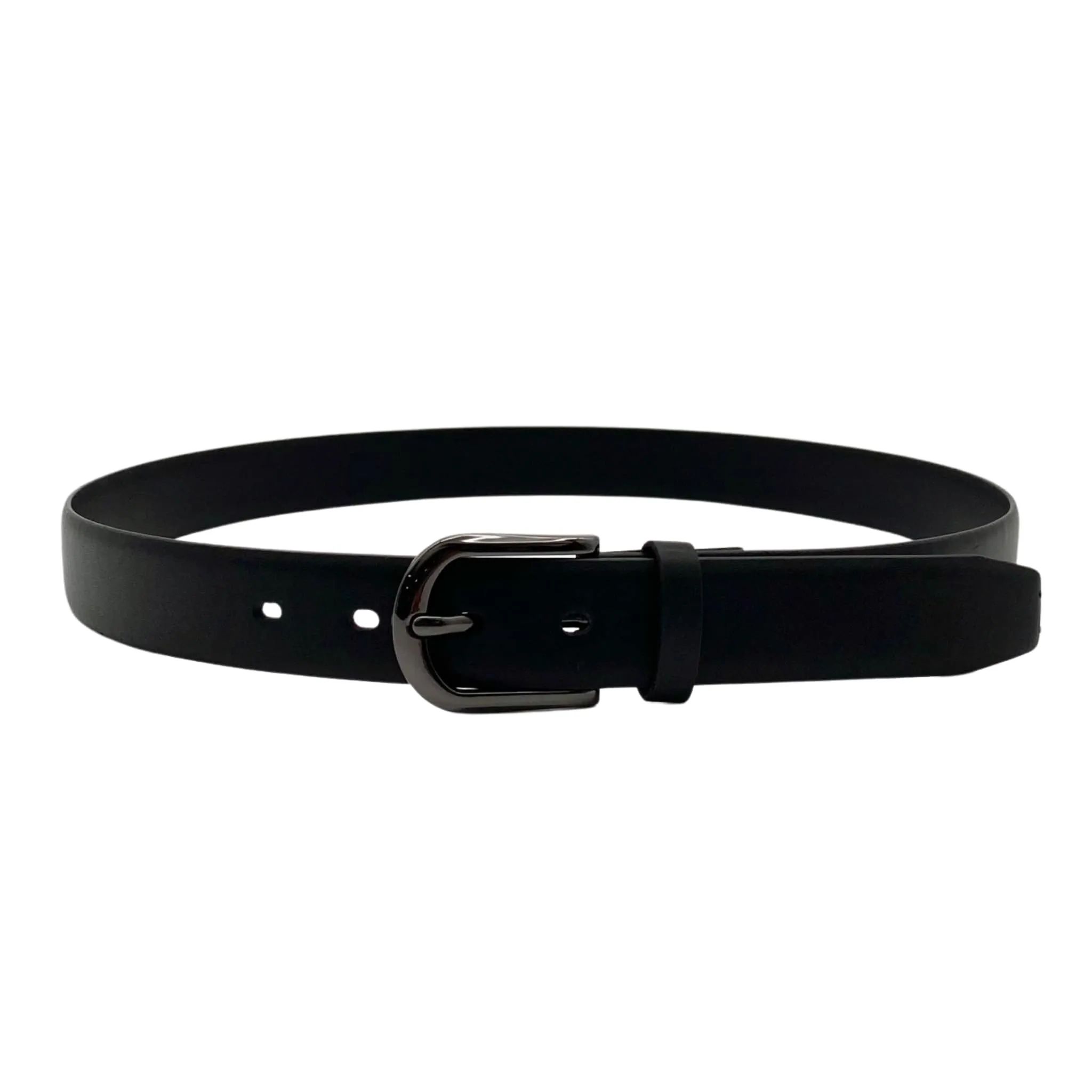 AIDEN - Men's Black Genuine Leather Belt with Black Polished Pin Buckle