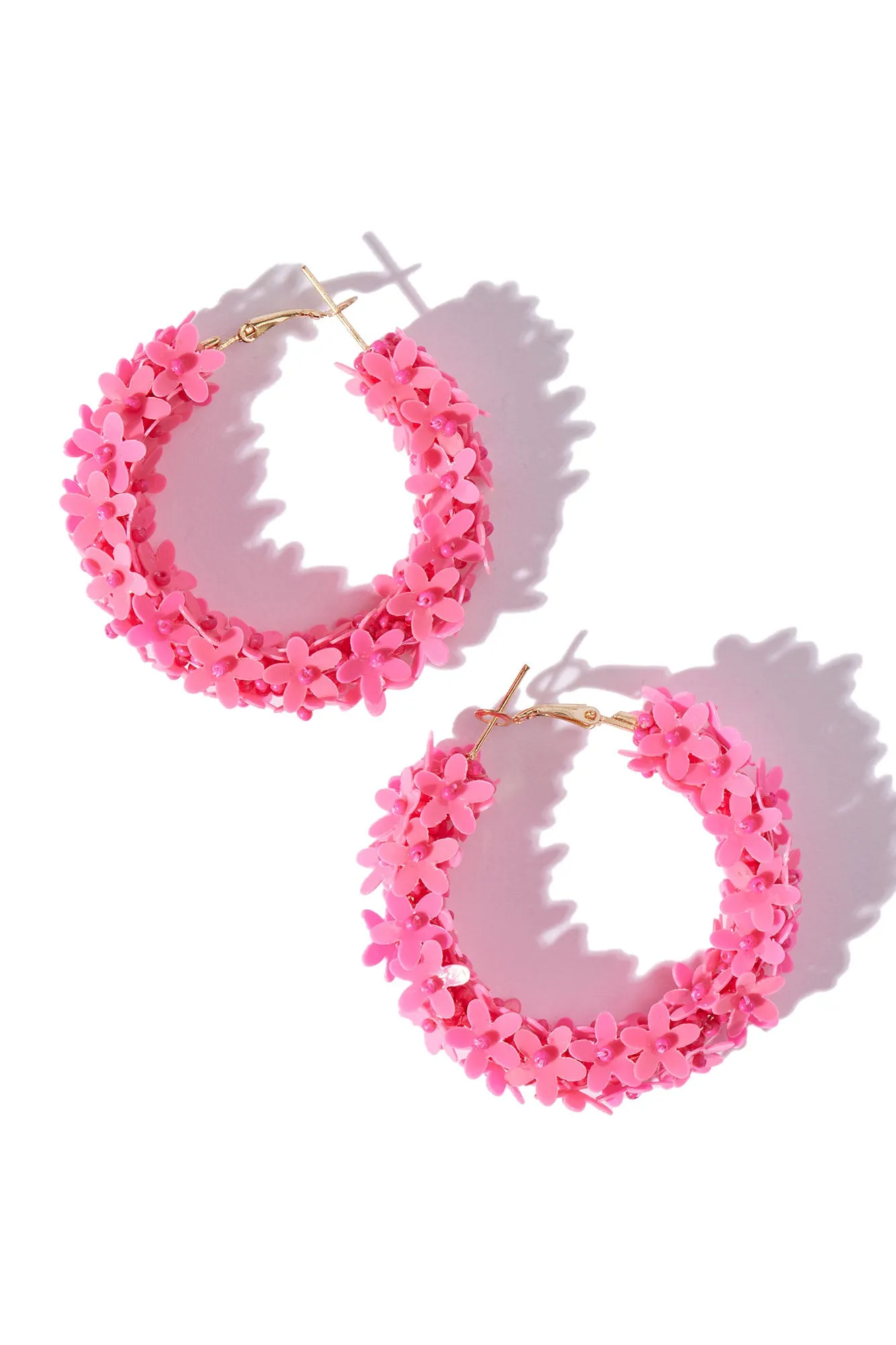 All About Flowers Hoop Earrings - Pink