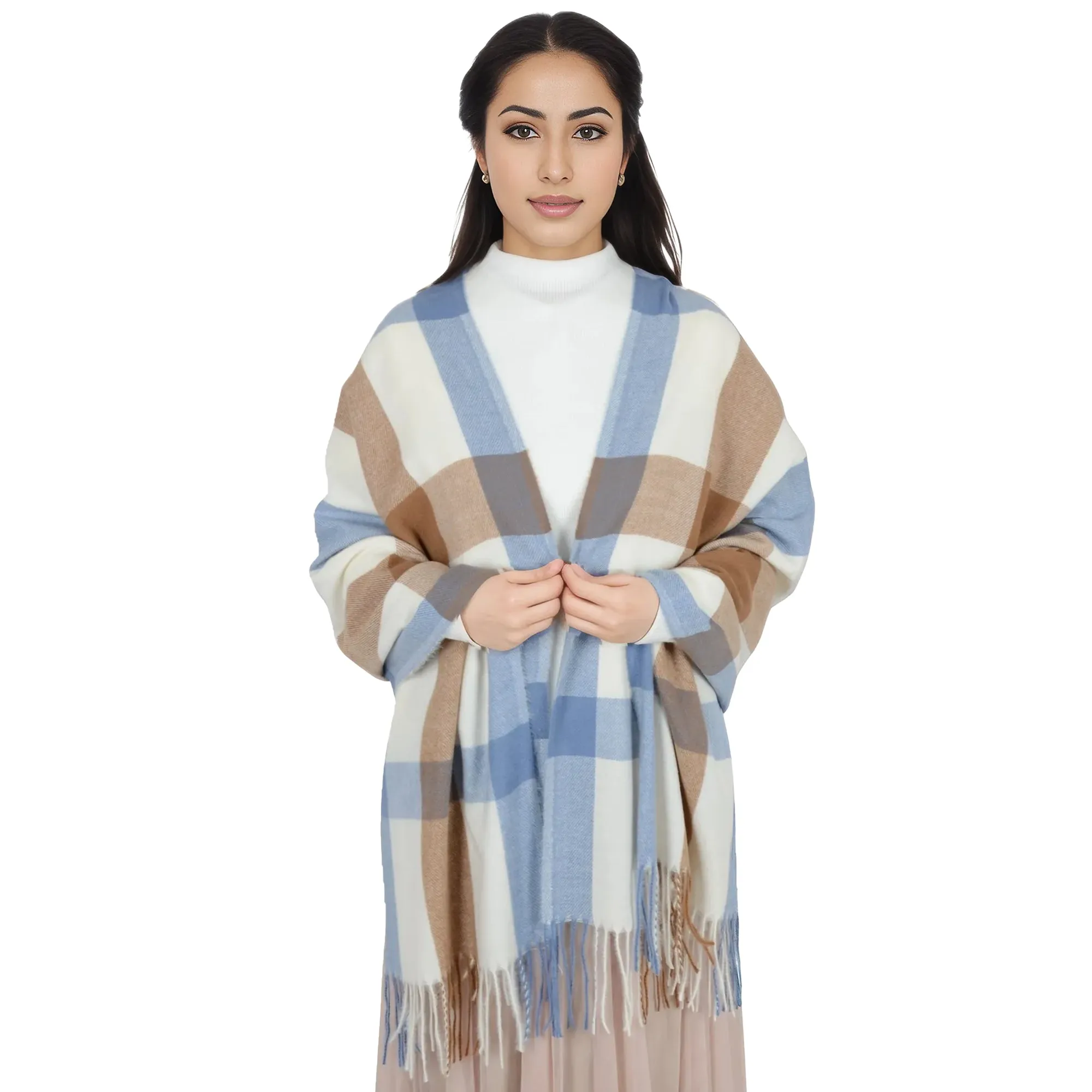 Anna-Kaci Classic Plaid Winter Scarf Soft Cashmere Feel Wrap Shawl Check Tassel Scarves for Women