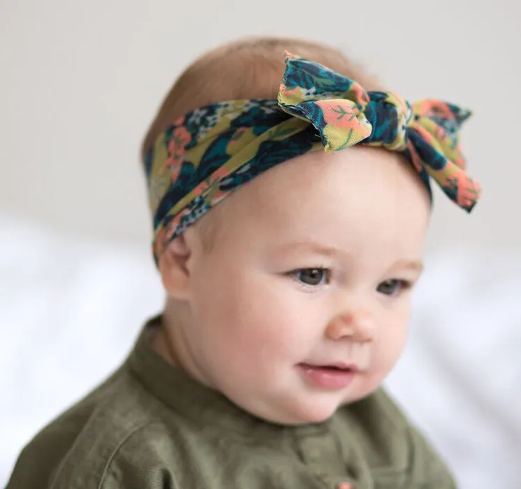 Baby Bling Fall Vintage Rose Printed Knot Headband