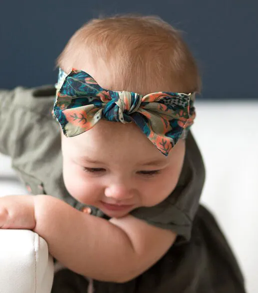 Baby Bling Fall Vintage Rose Printed Knot Headband