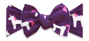 Baby Bling Plum Unicorn Printed Knot Headband