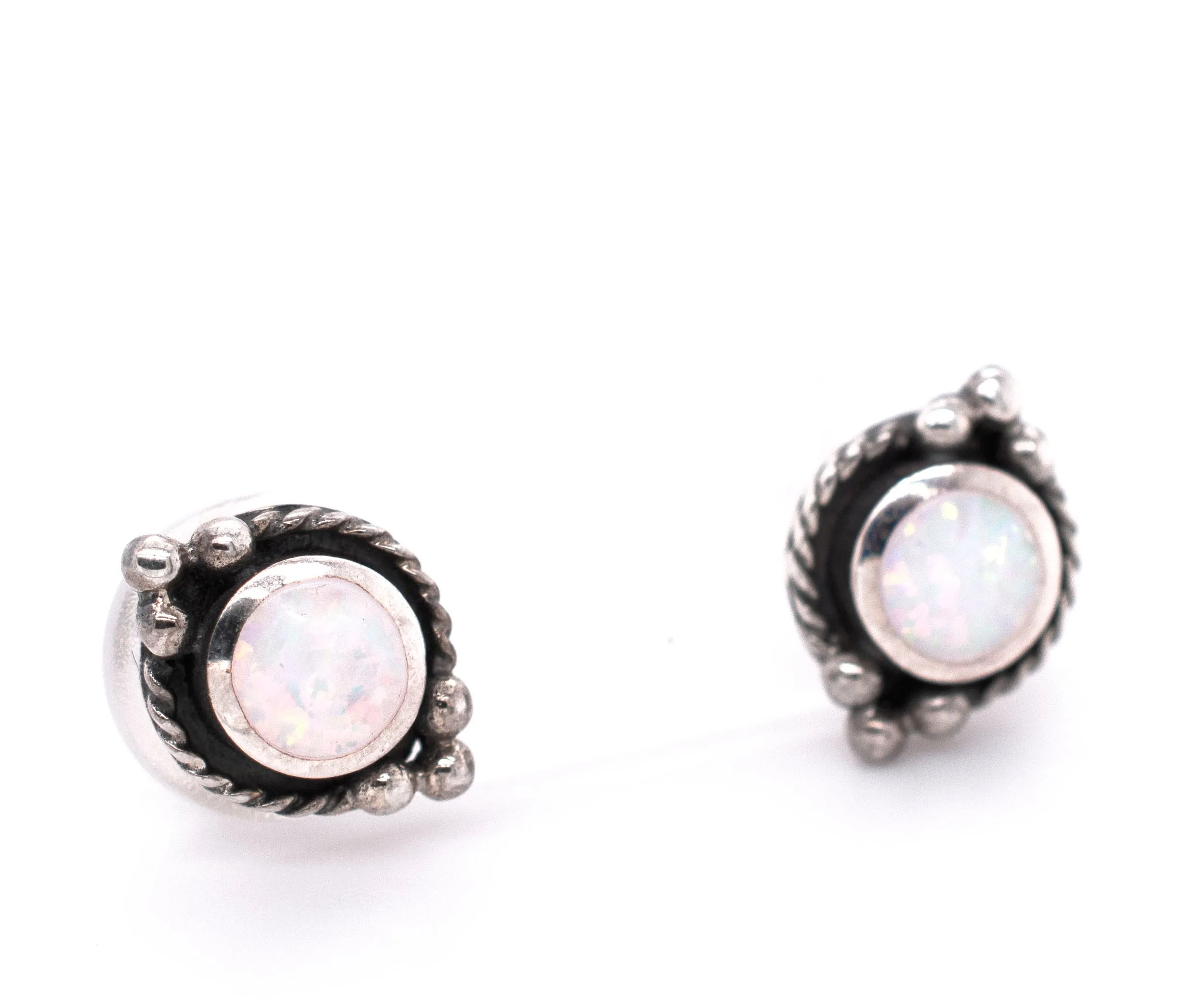 Bali Style Opal Stud Earrings