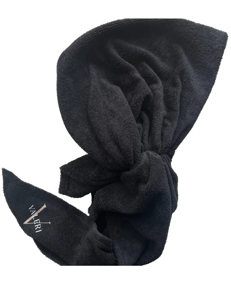 Black Terry Pre-Tied Bandanna with Full Grip