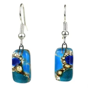 Blue Earthtones Small Glass Earrings Tili Glass