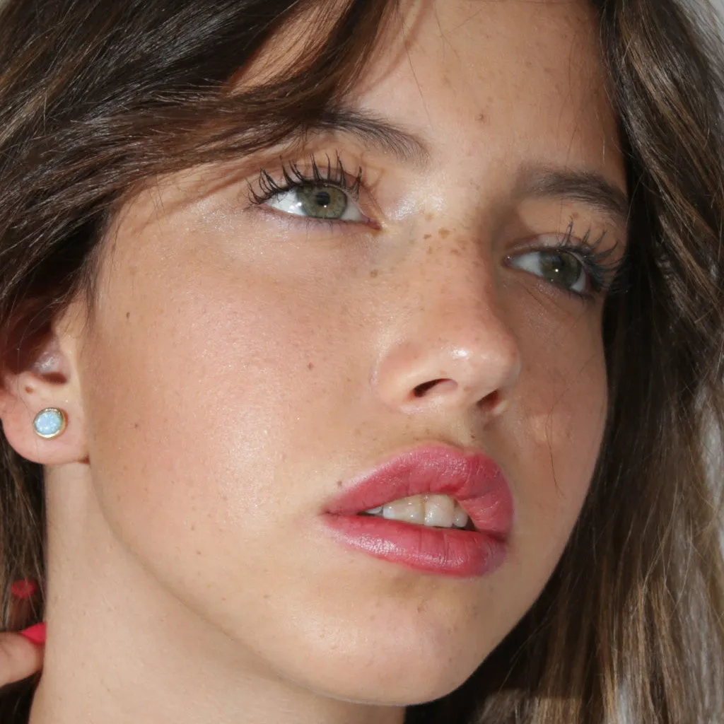 Blue Opal Gold Stud Earrings