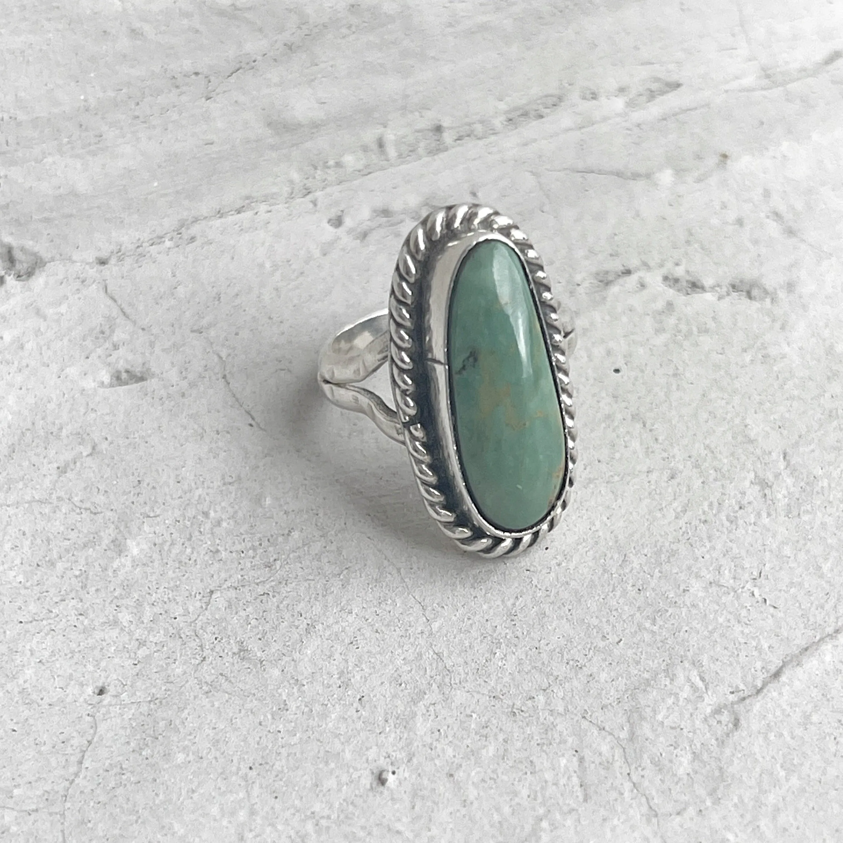 Boho Handcrafted 980 Silver Turquoise Ring