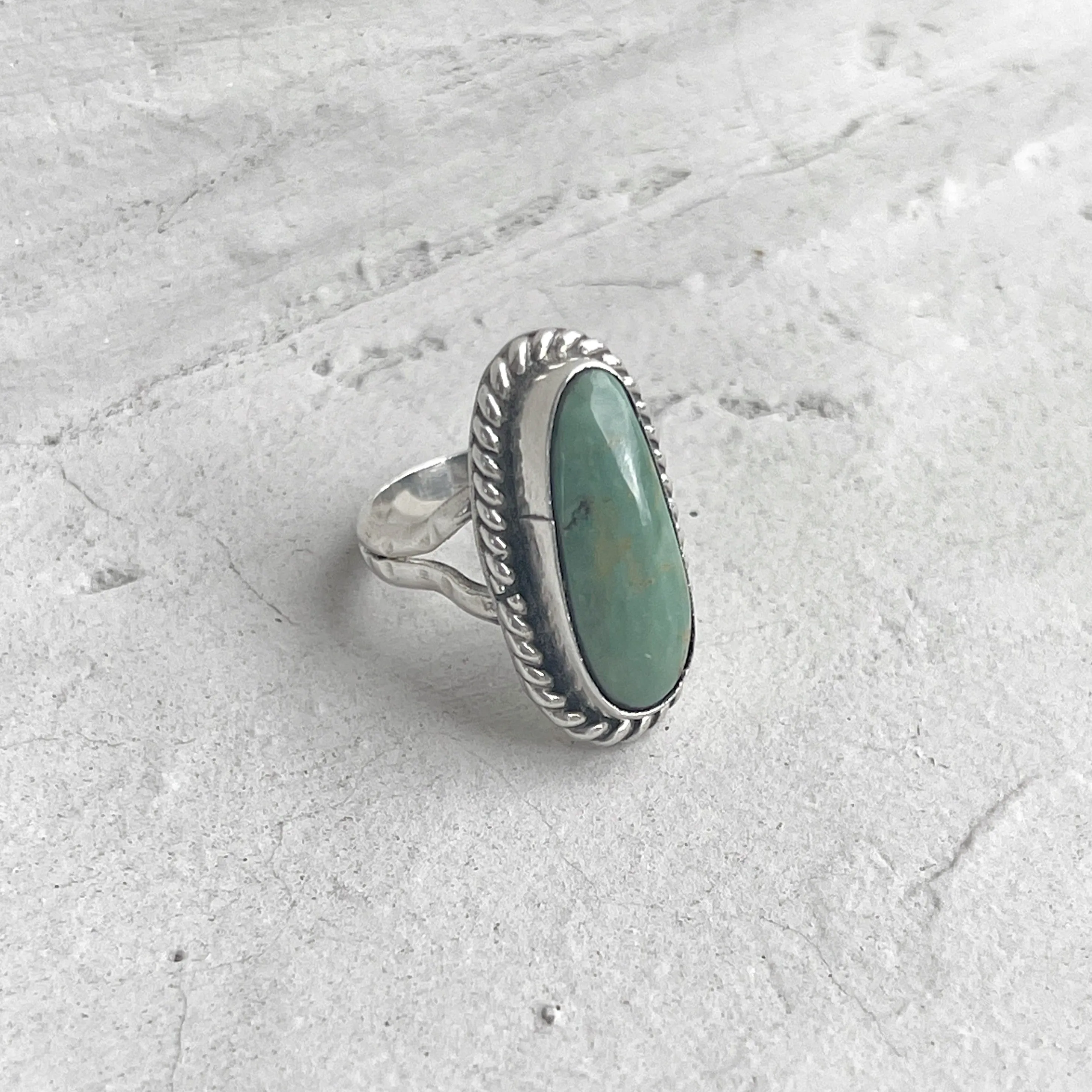 Boho Handcrafted 980 Silver Turquoise Ring