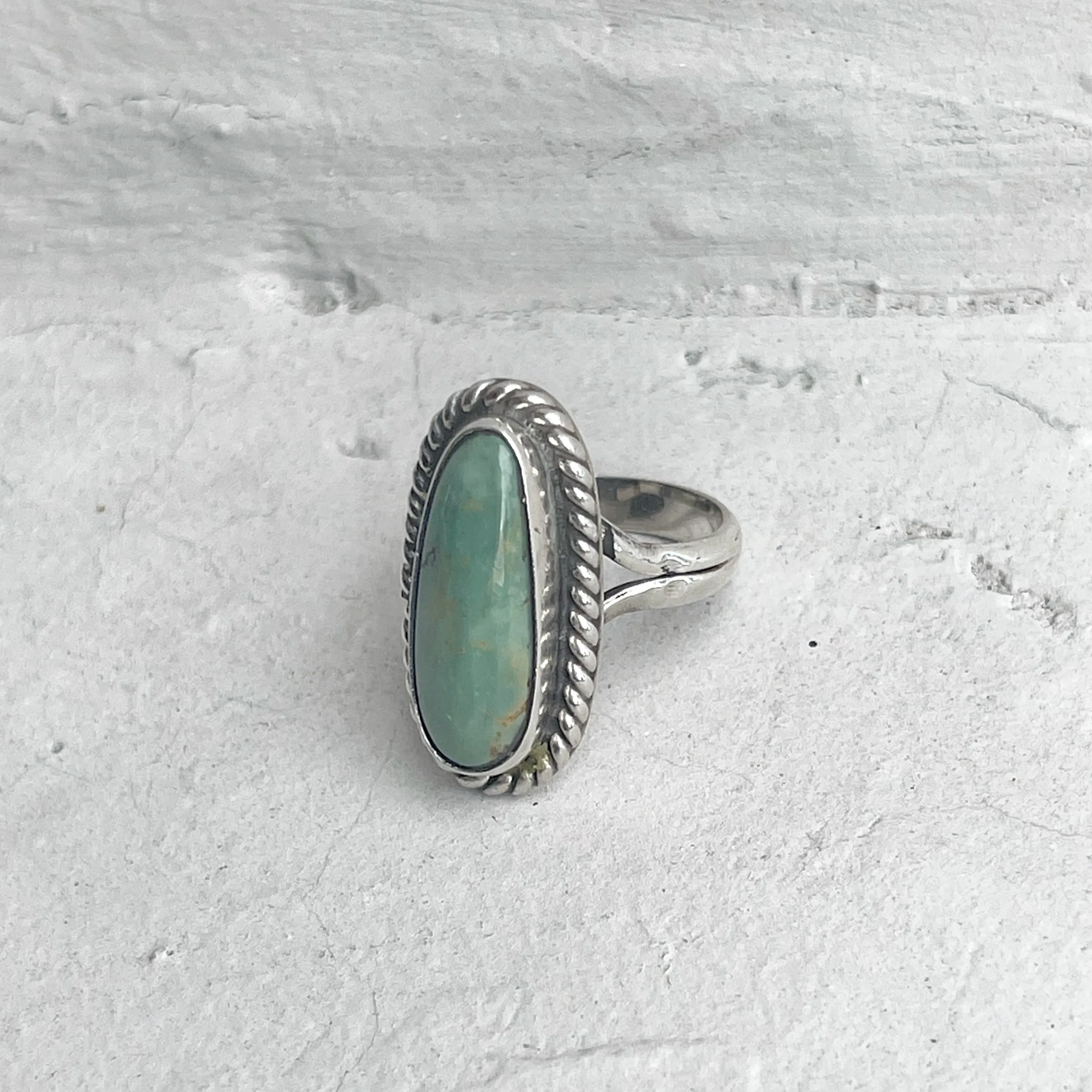 Boho Handcrafted 980 Silver Turquoise Ring