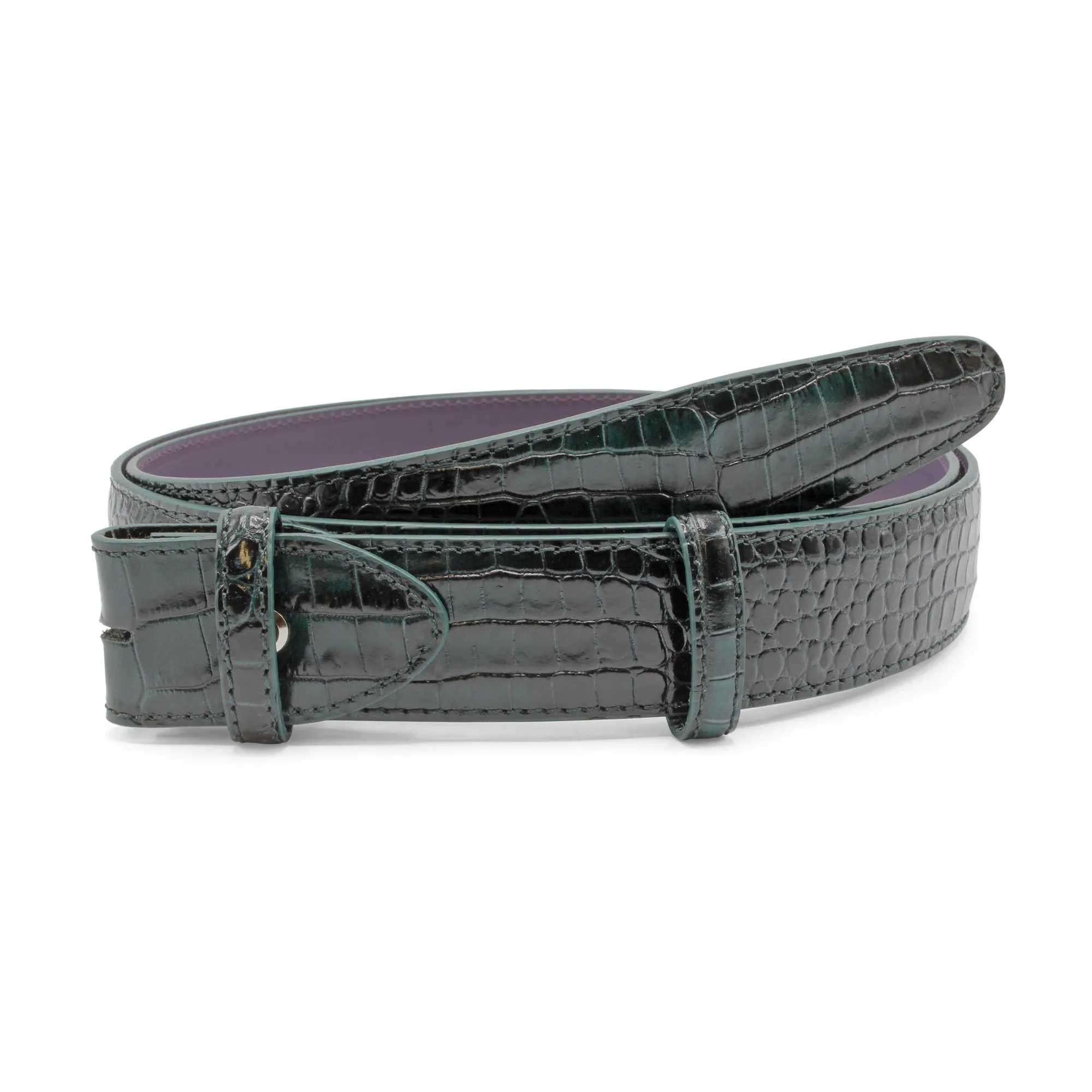 Brush Off Effect Tonal Mock Croc Belt Strap