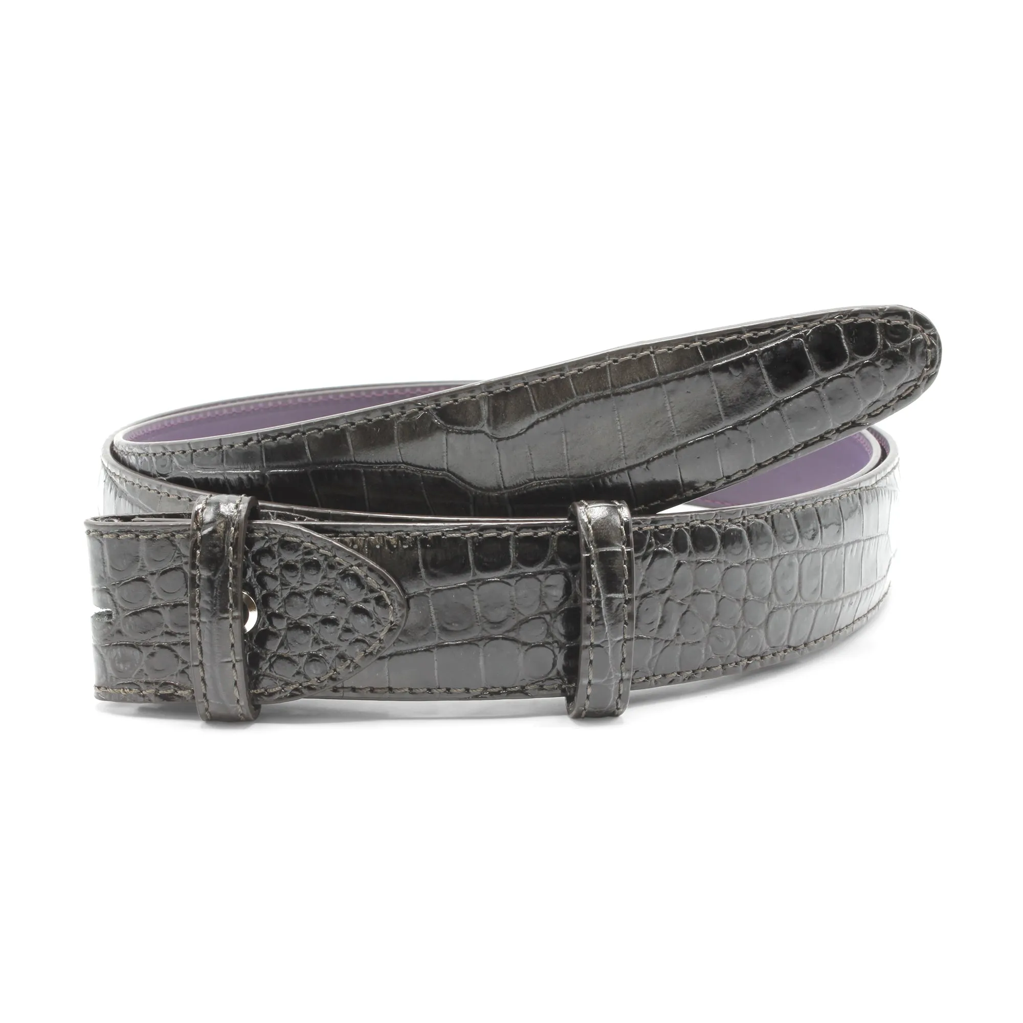 Brush Off Effect Tonal Mock Croc Belt Strap