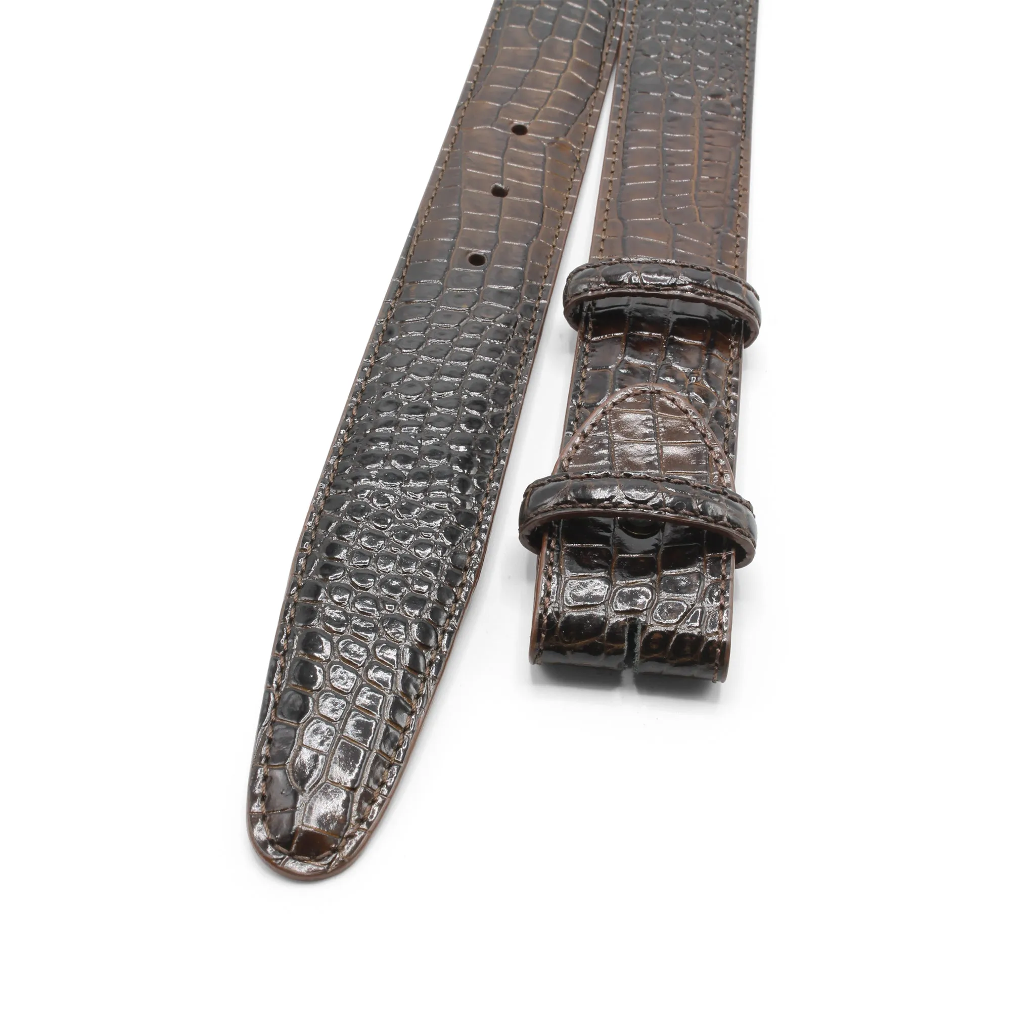 Brush Off Effect Tonal Mock Croc Belt Strap