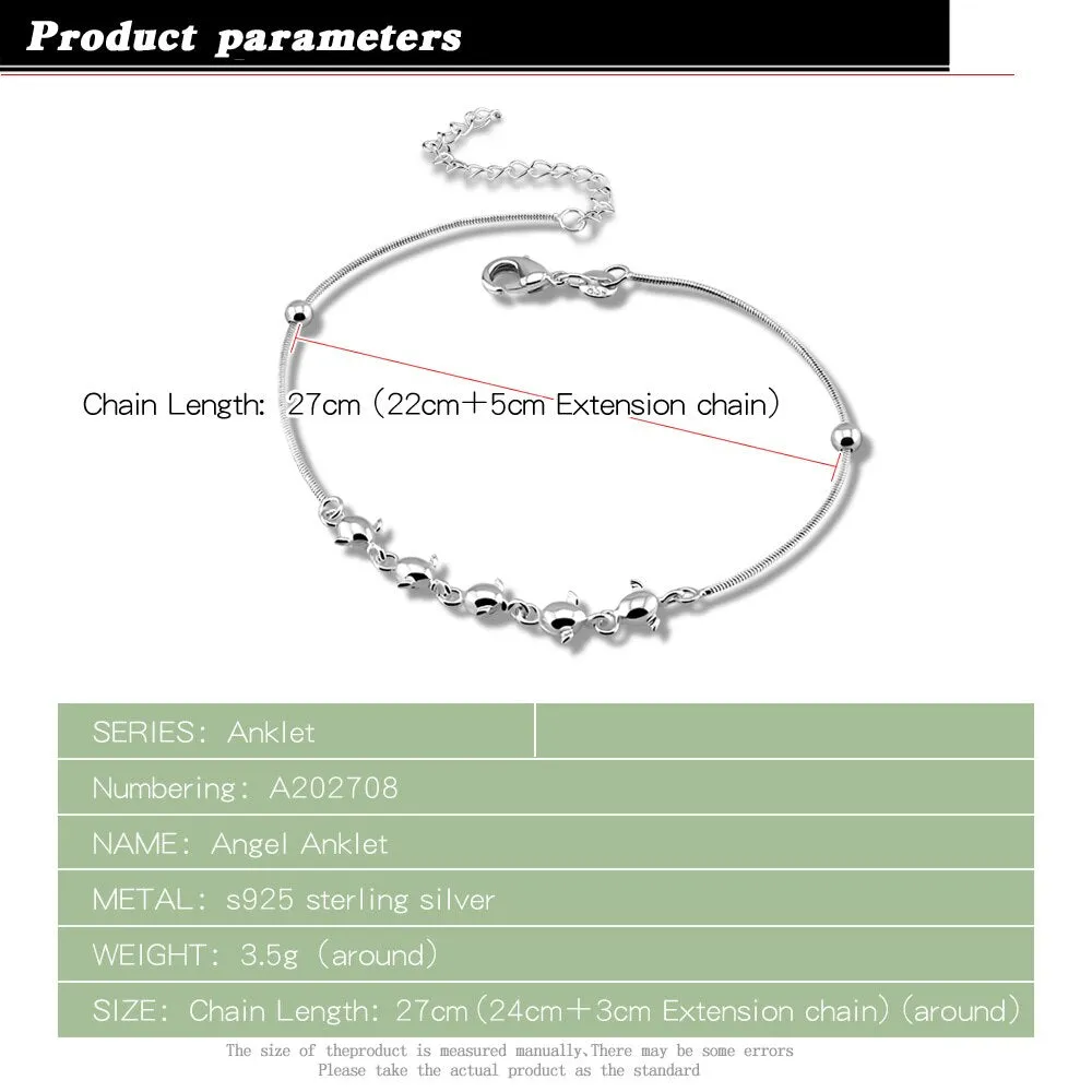 Charming Ladies Silver Jewelry Fashion Angel Egg Pendant Anklet  Cute