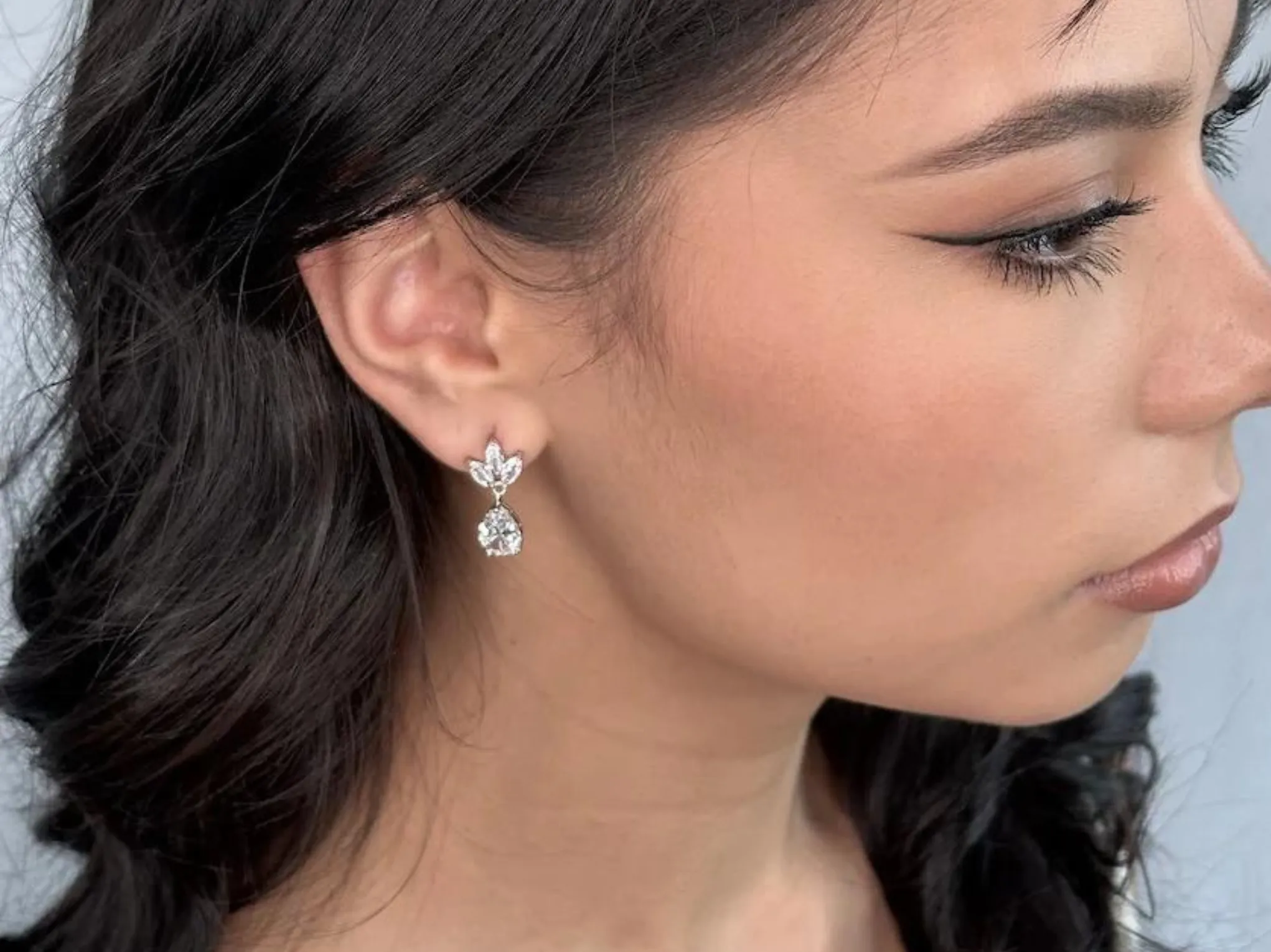 Clarissa - Marquise and Pear Delicate Crystal Drop Bridal Earrings