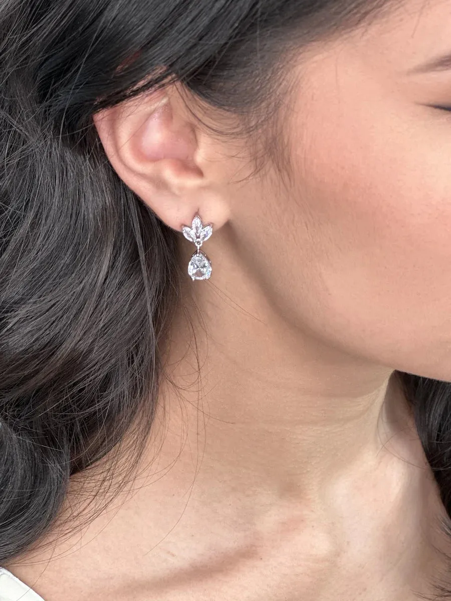 Clarissa - Marquise and Pear Delicate Crystal Drop Bridal Earrings