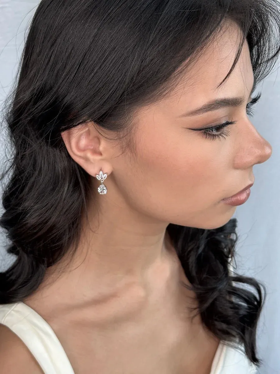 Clarissa - Marquise and Pear Delicate Crystal Drop Bridal Earrings