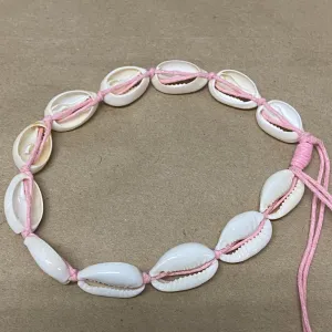 Cowrie Shell Bracelet / Anklet (1) - Large - Pink
