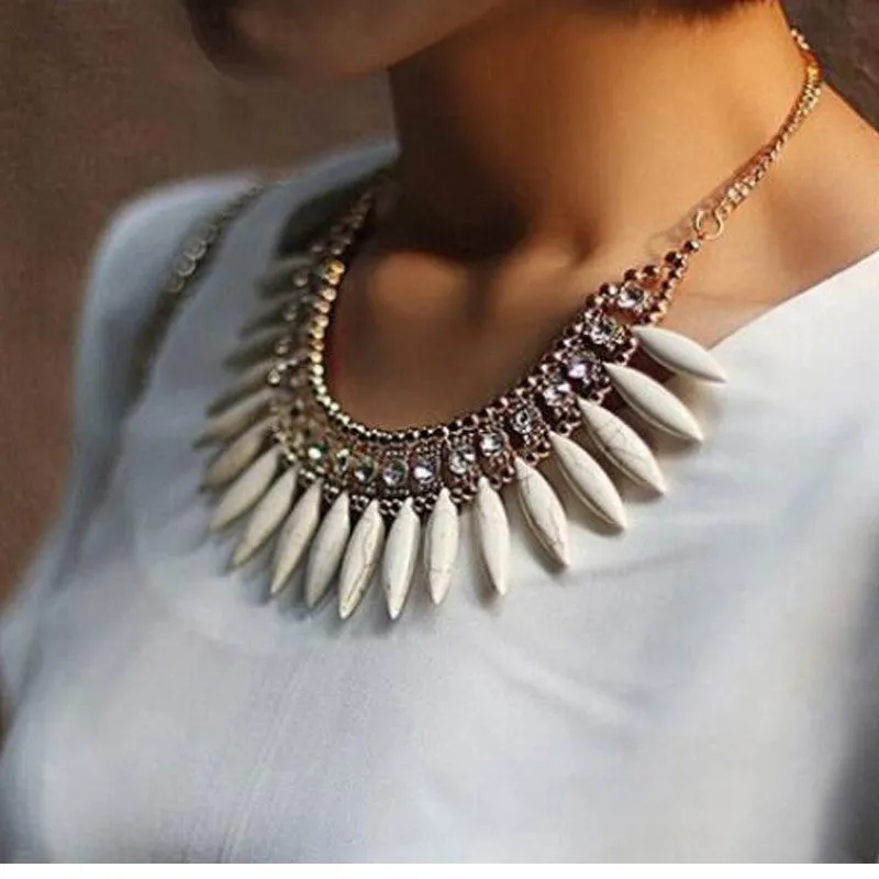 Crystal Point Bloom Statement Necklace