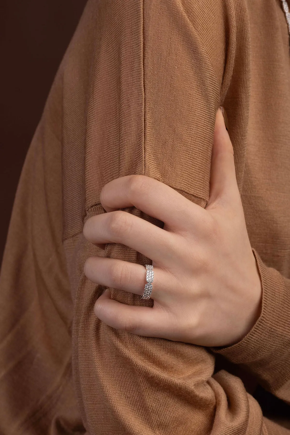 Dainty Silver Pavé Ring