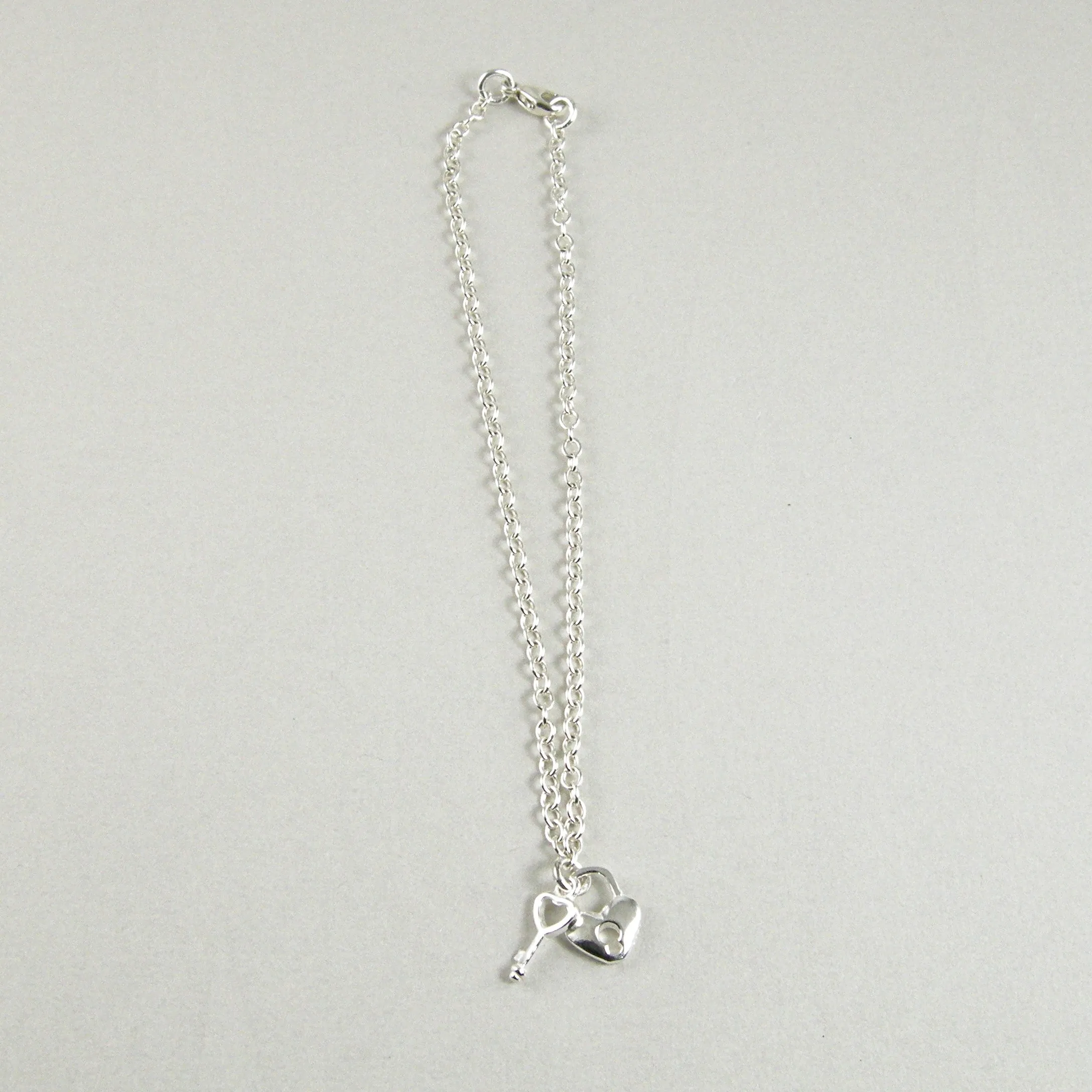 Dainty Sterling Silver Lock and Key Anklet