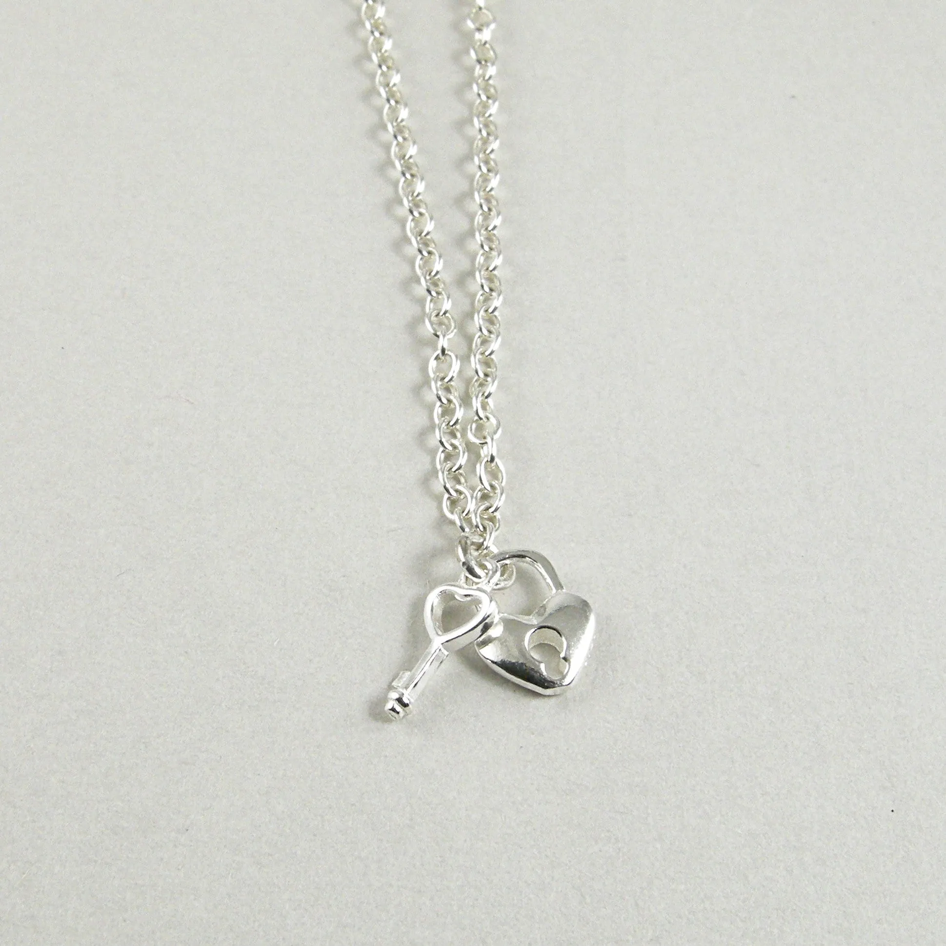 Dainty Sterling Silver Lock and Key Anklet