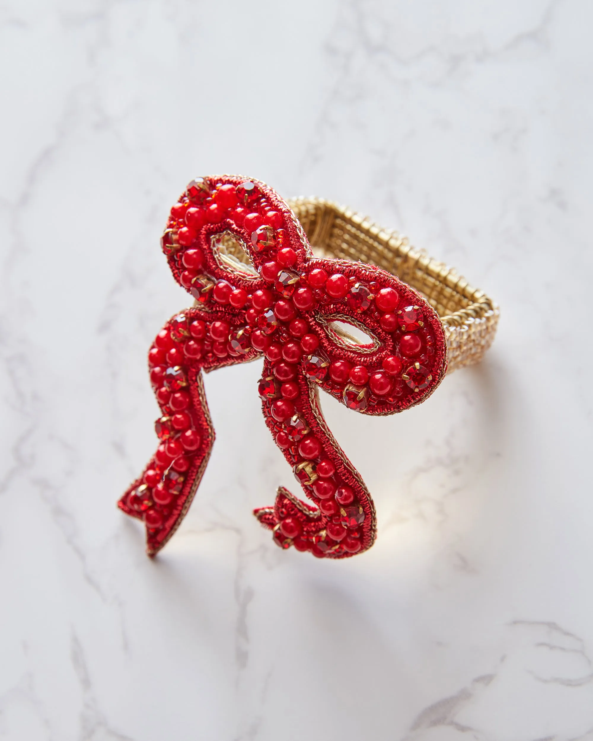 Dapper Dachshunds - Napkin Ring Set Of 4 - Red Multi