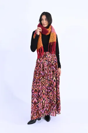 Dark Red Ladies Knitted Scarf