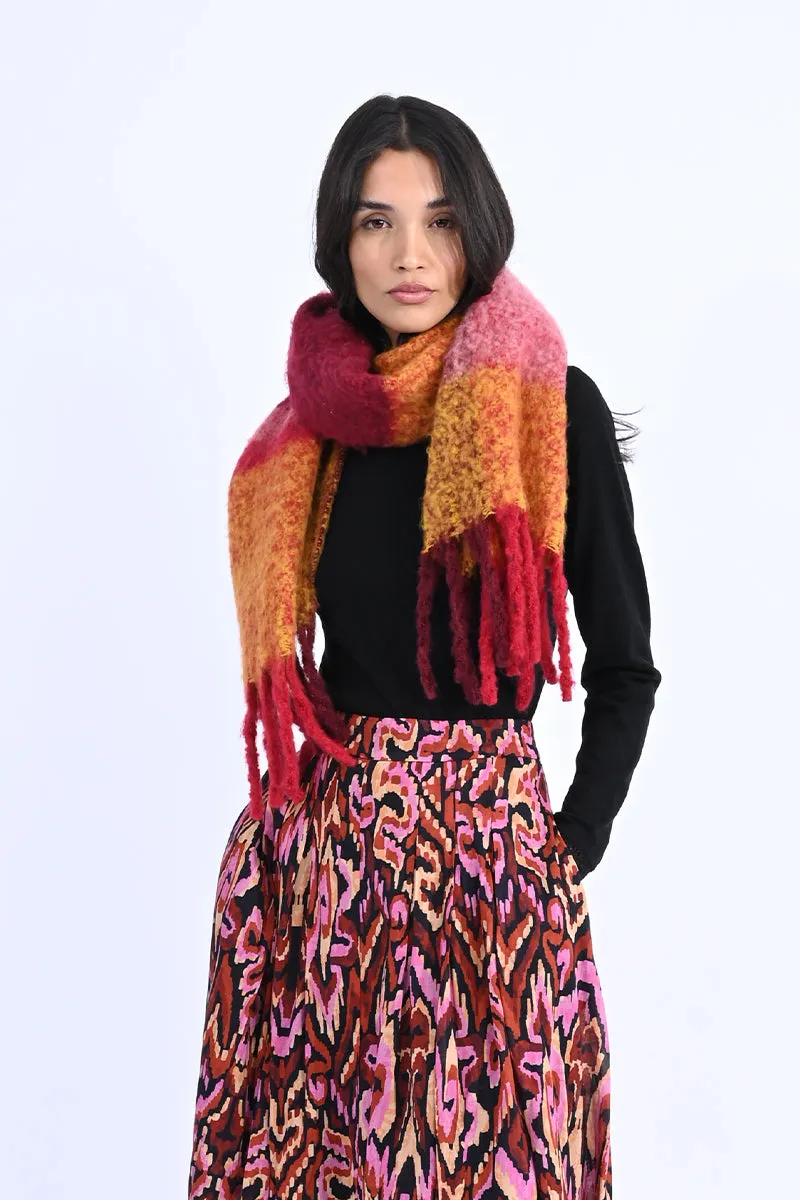 Dark Red Ladies Knitted Scarf