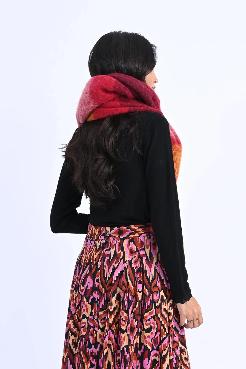 Dark Red Ladies Knitted Scarf