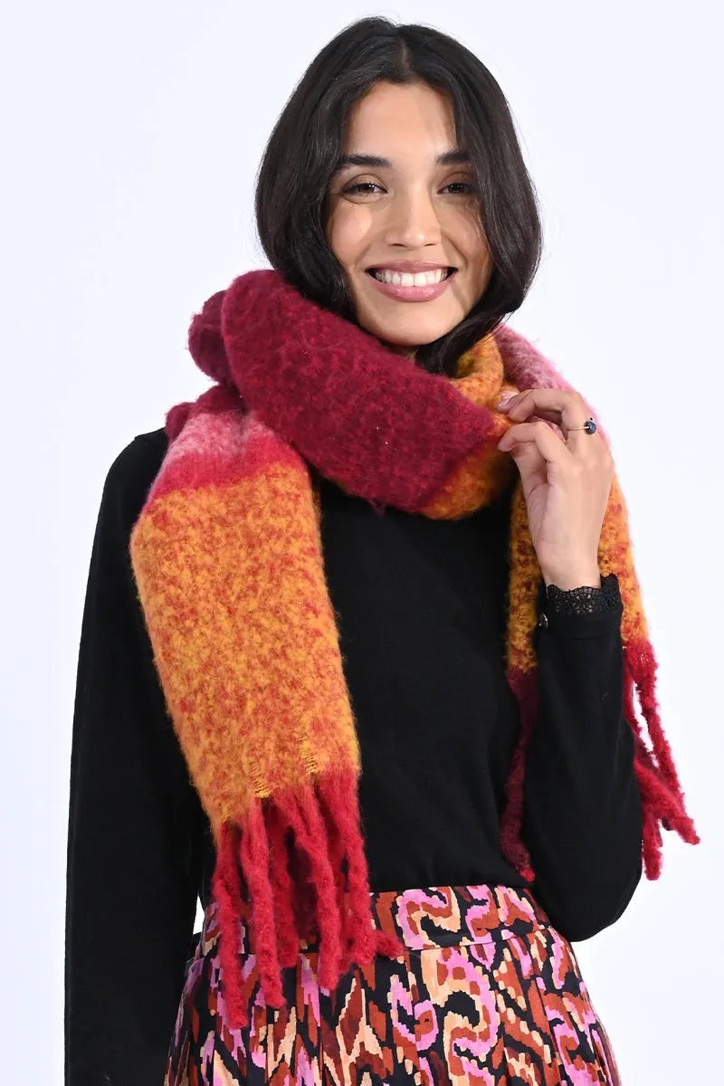 Dark Red Ladies Knitted Scarf