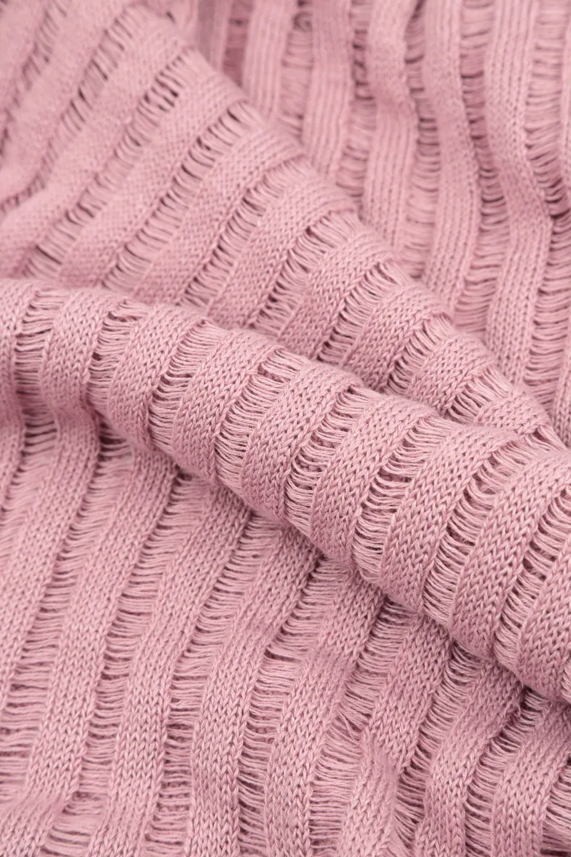 Drop Stitch Mauve Pink Linen Scarf