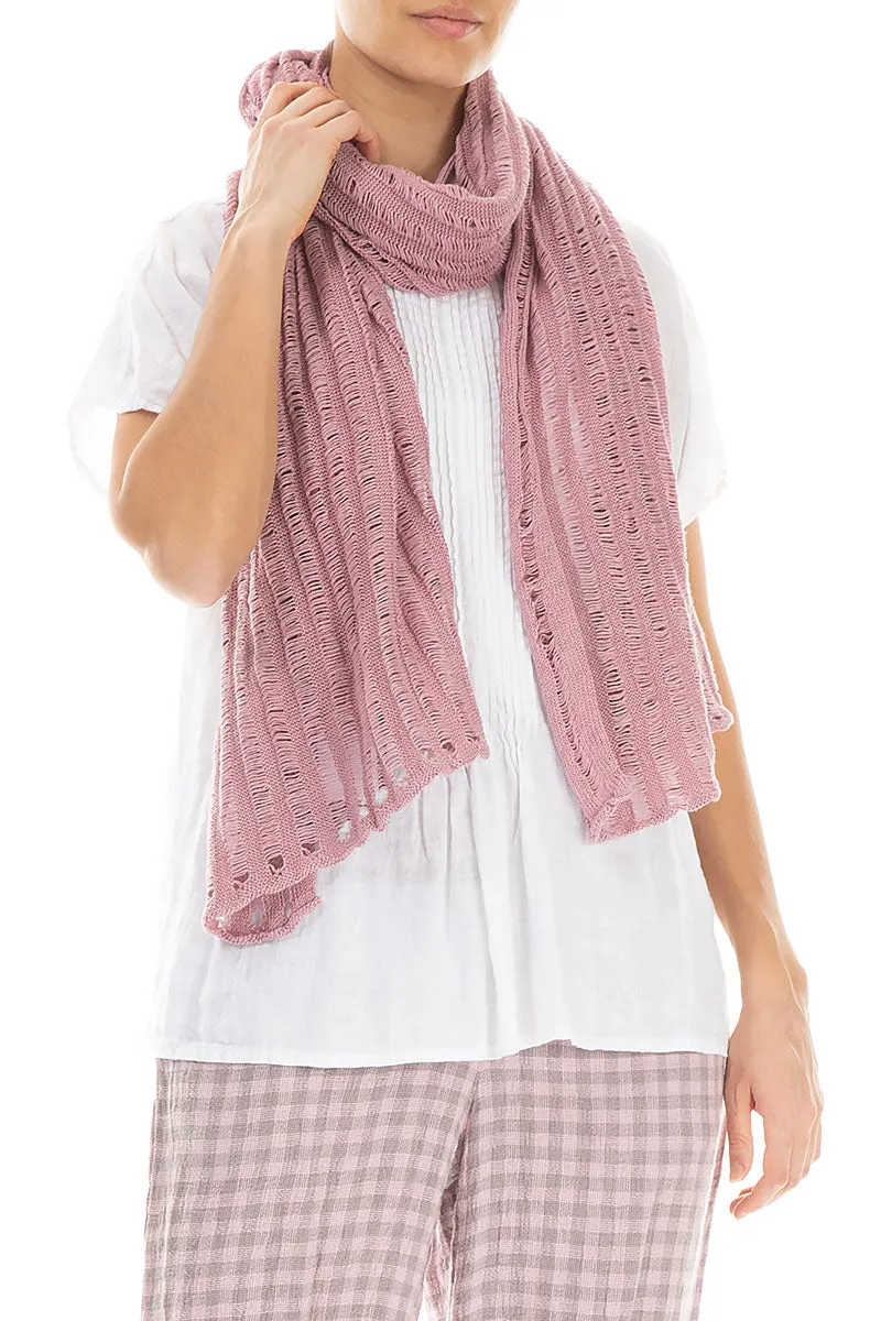 Drop Stitch Mauve Pink Linen Scarf