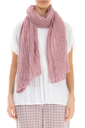 Drop Stitch Mauve Pink Linen Scarf