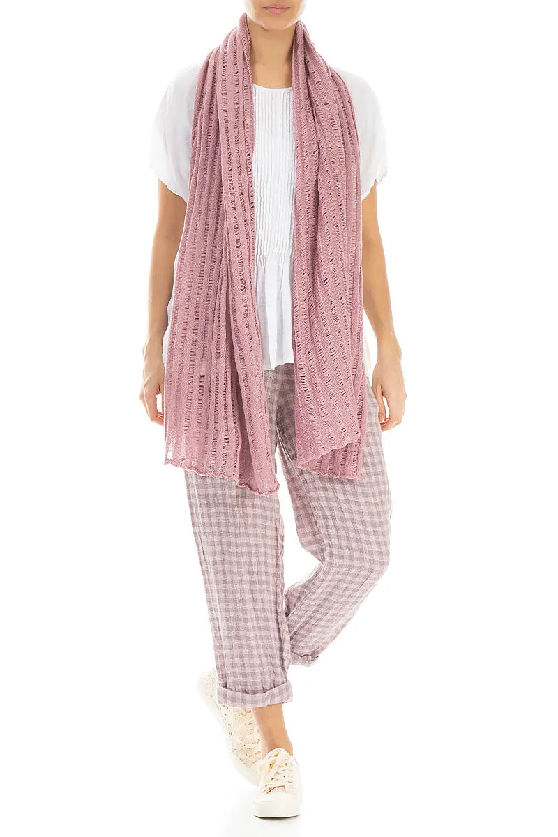 Drop Stitch Mauve Pink Linen Scarf