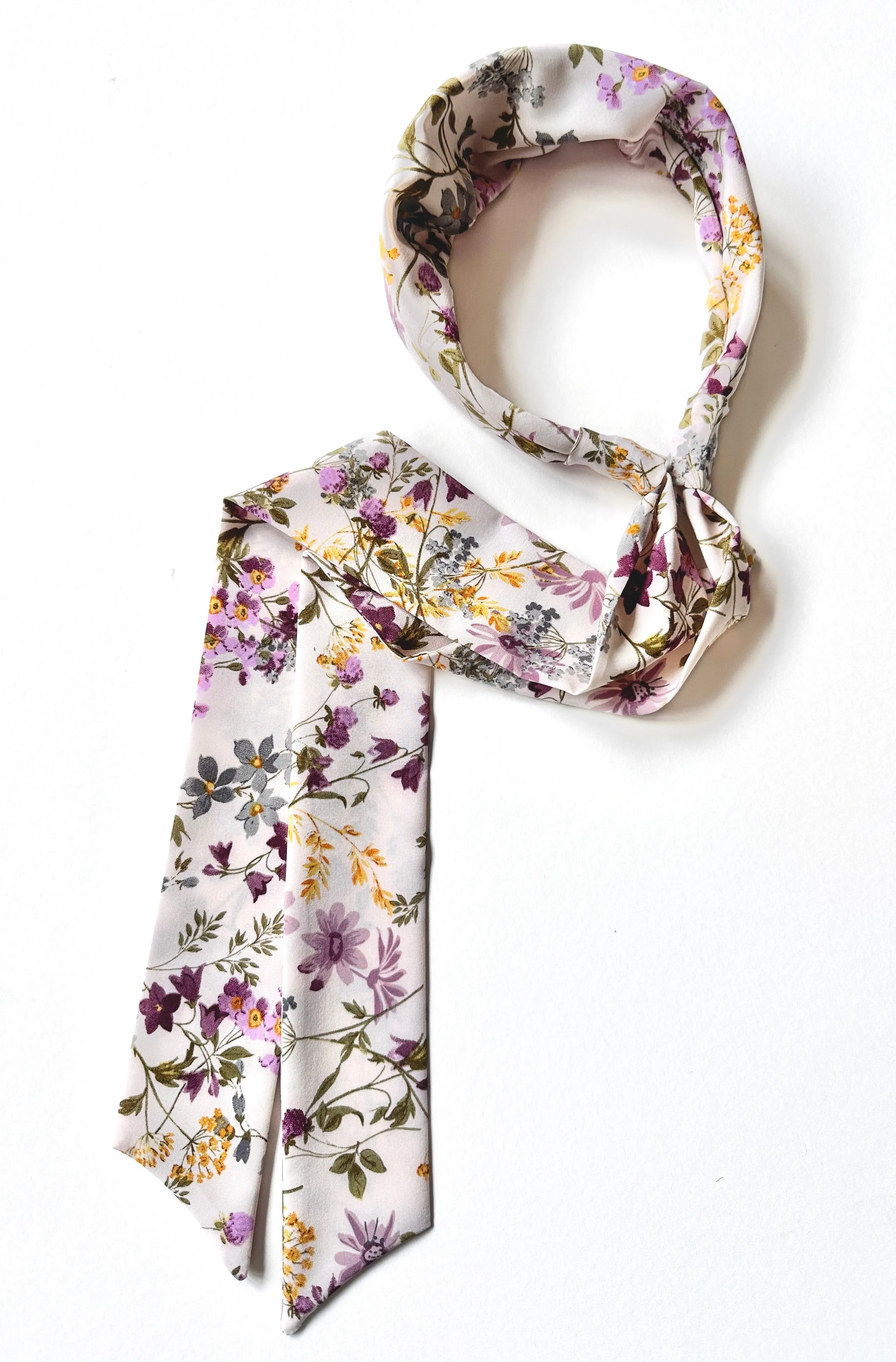 Effortless Scarf Headband | Ivory Wildflower | Chiffon | Easy to Style | Luxury Designer Headbands | Made to Order