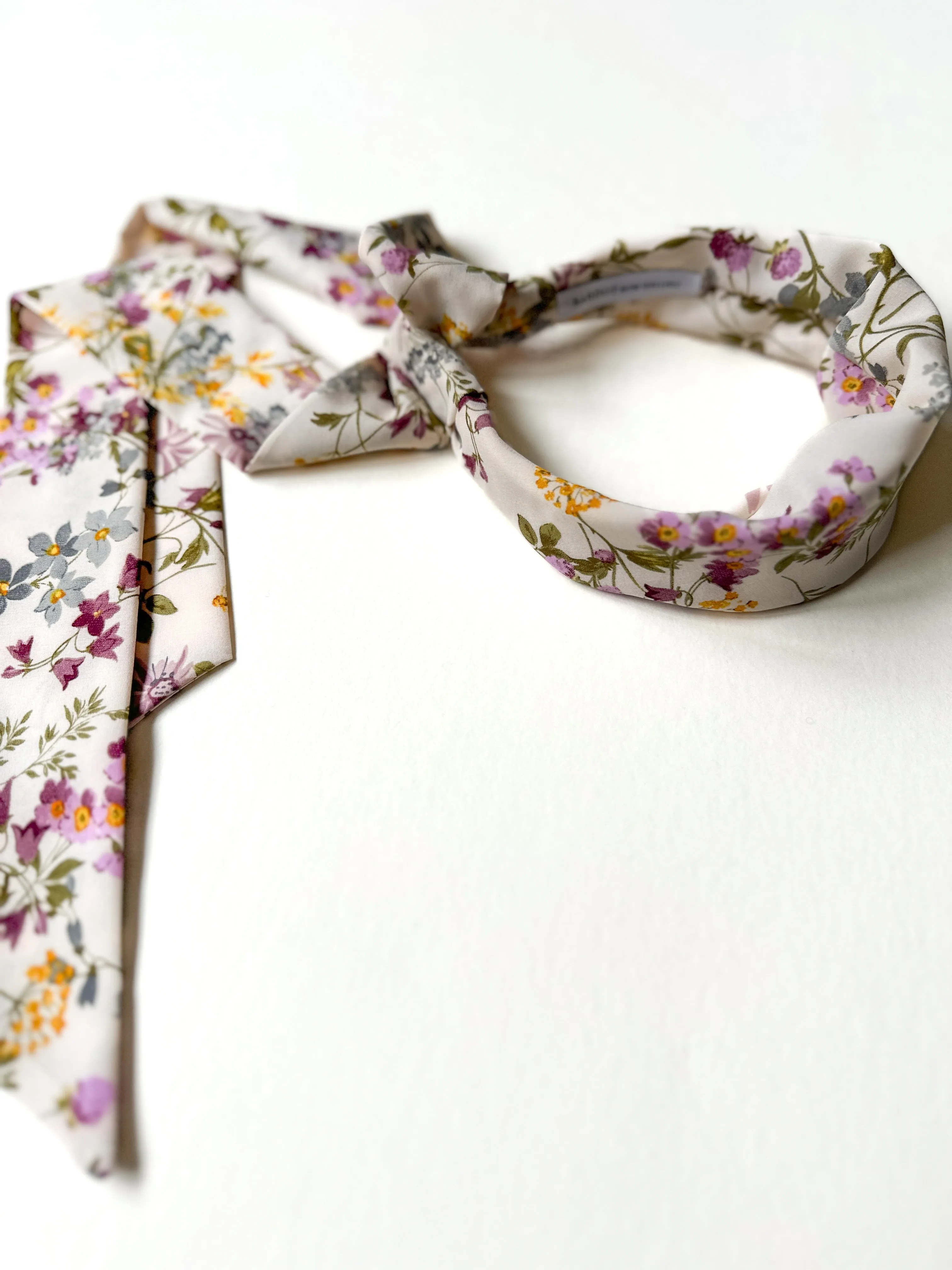 Effortless Scarf Headband | Ivory Wildflower | Chiffon | Easy to Style | Luxury Designer Headbands | Made to Order