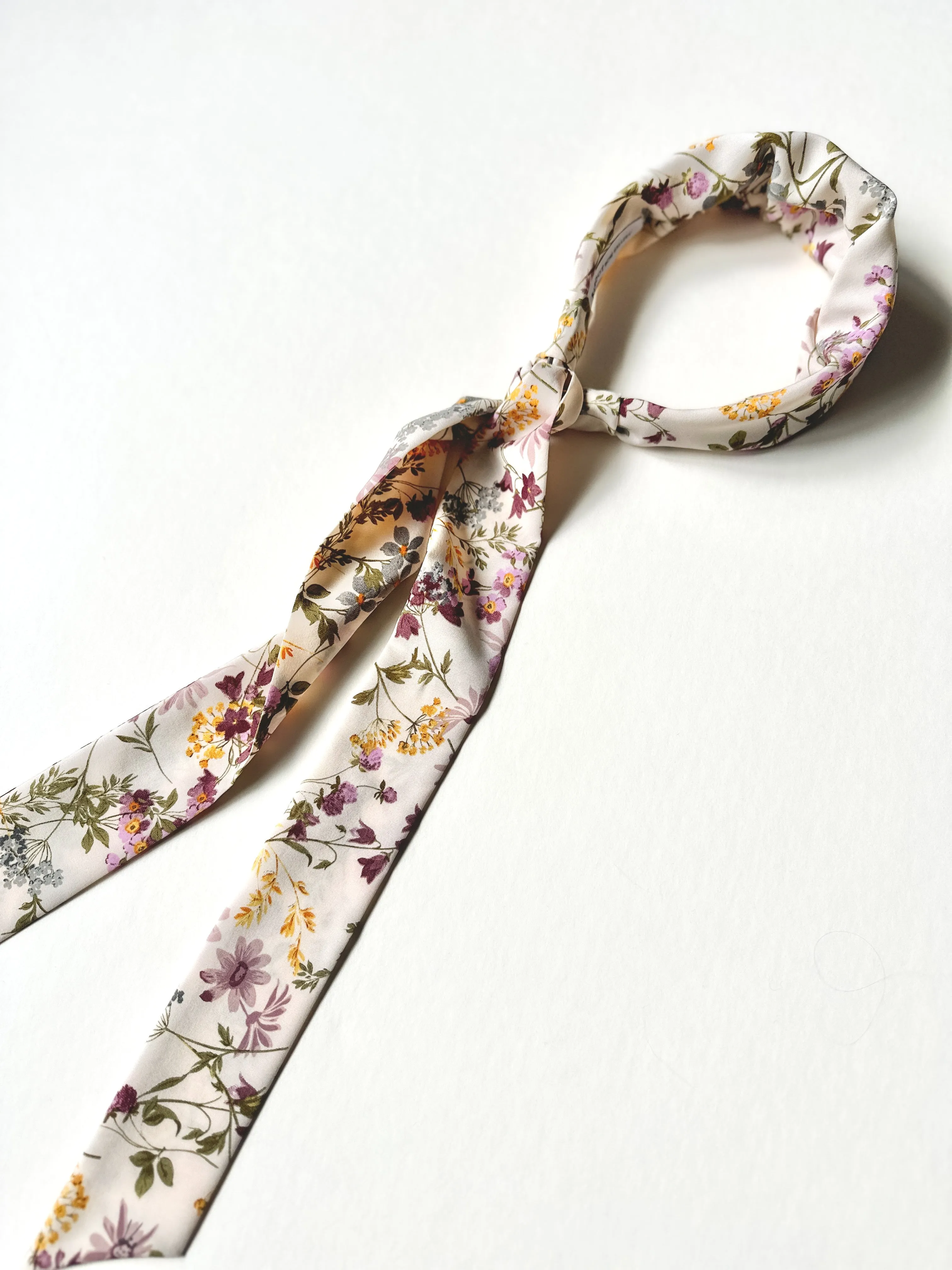 Effortless Scarf Headband | Ivory Wildflower | Chiffon | Easy to Style | Luxury Designer Headbands | Made to Order