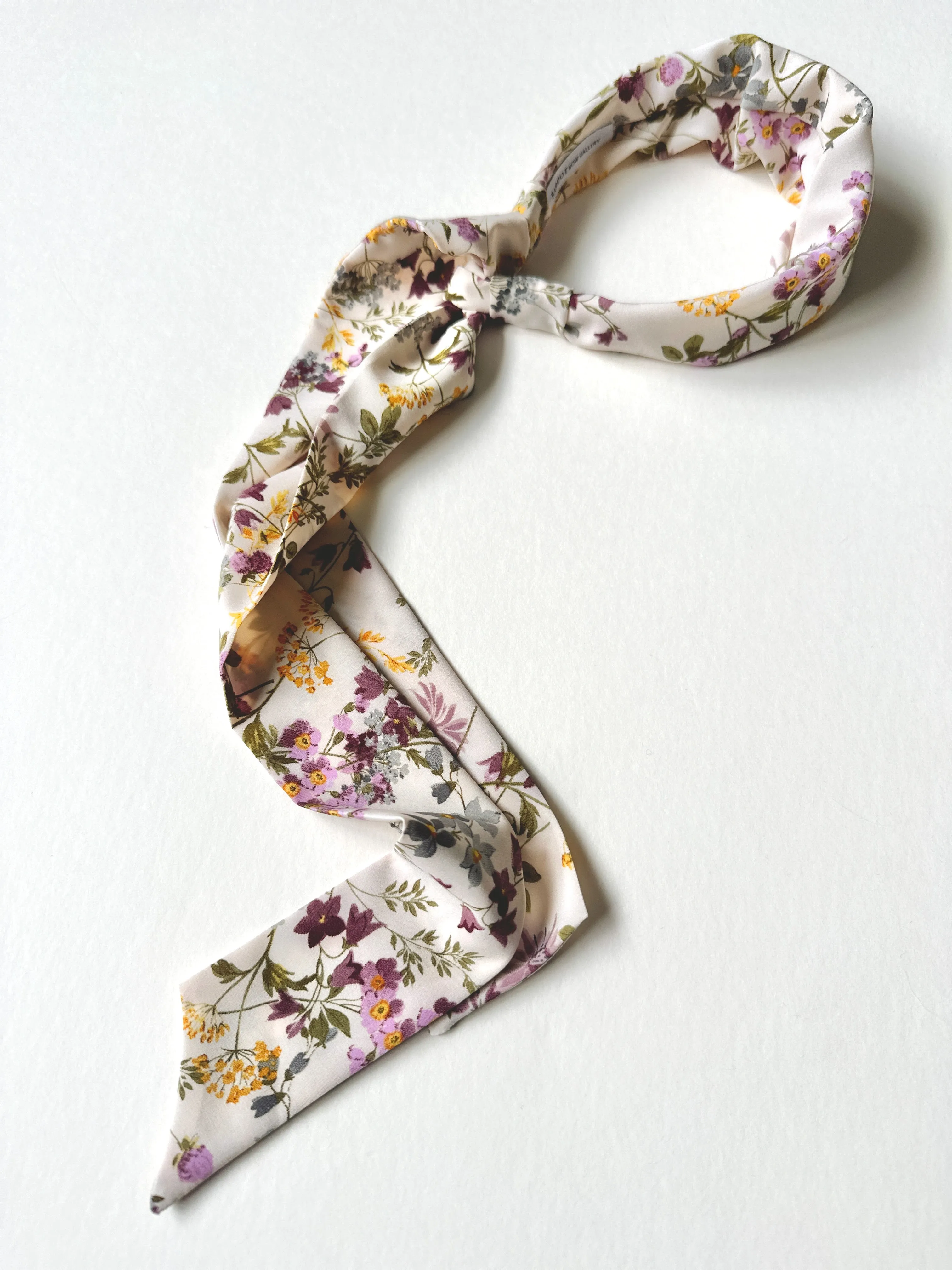 Effortless Scarf Headband | Ivory Wildflower | Chiffon | Easy to Style | Luxury Designer Headbands | Made to Order