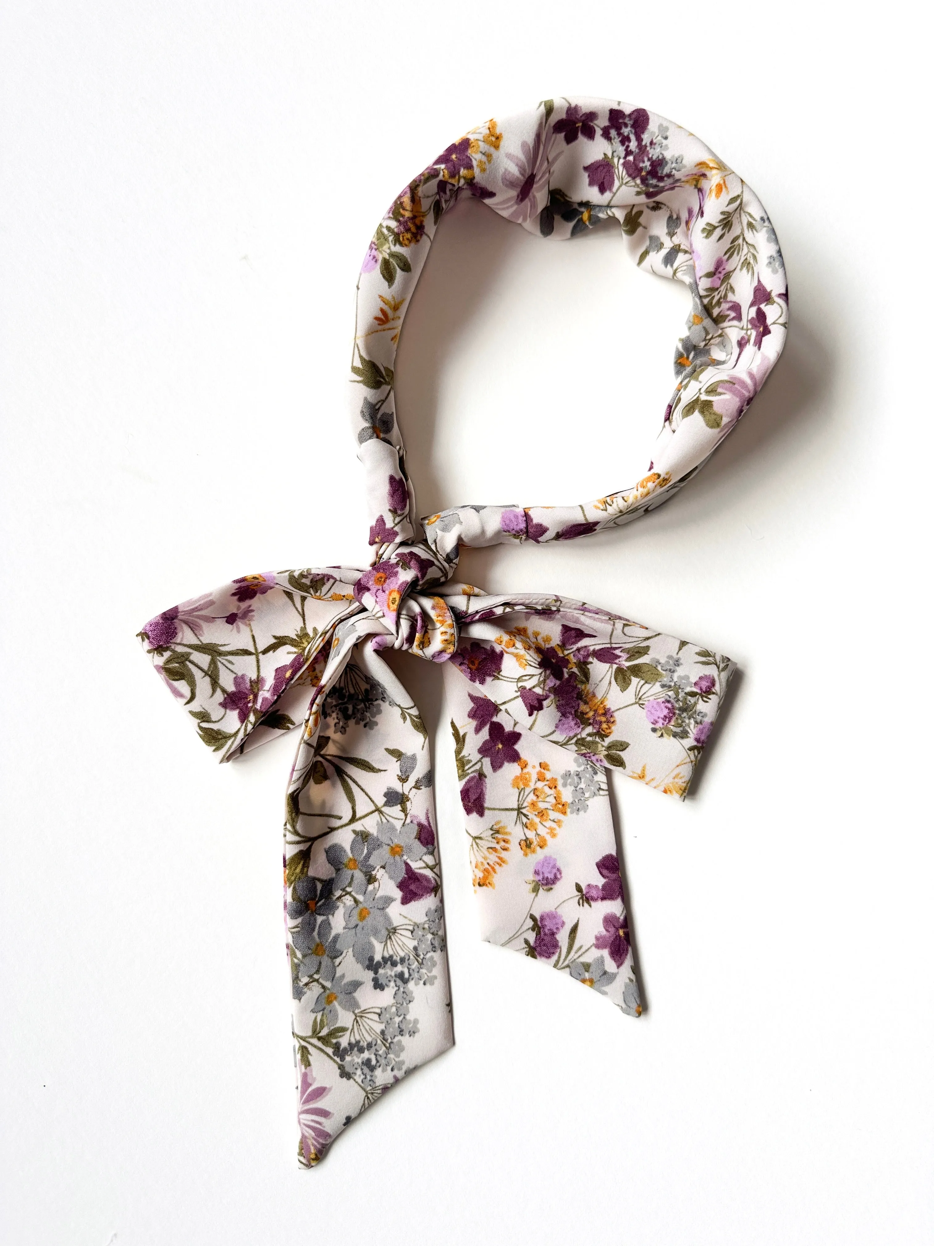 Effortless Scarf Headband | Ivory Wildflower | Chiffon | Easy to Style | Luxury Designer Headbands | Made to Order
