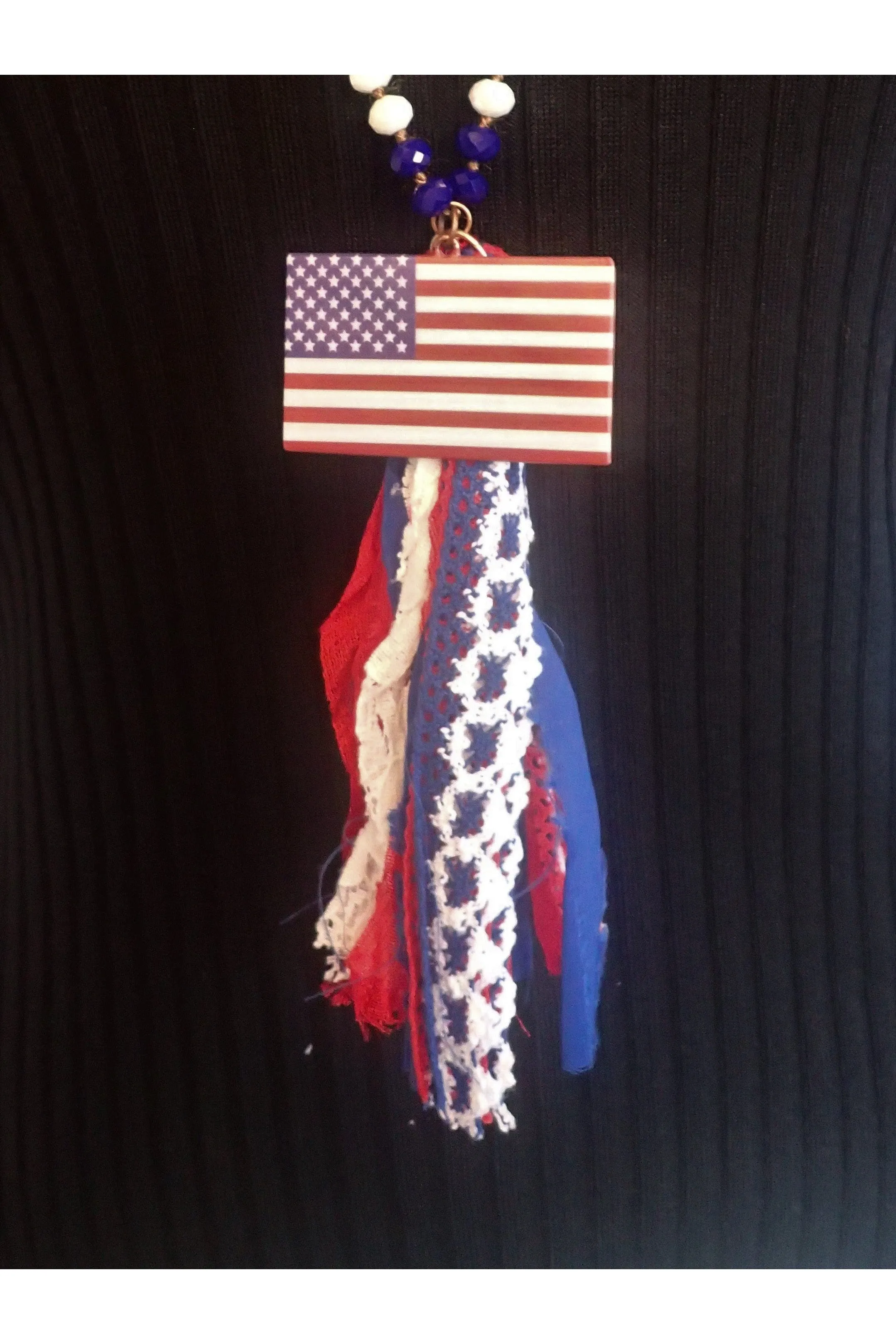 Emma American Beaded Tassel Necklaces - Two Styles Flag Or Cross