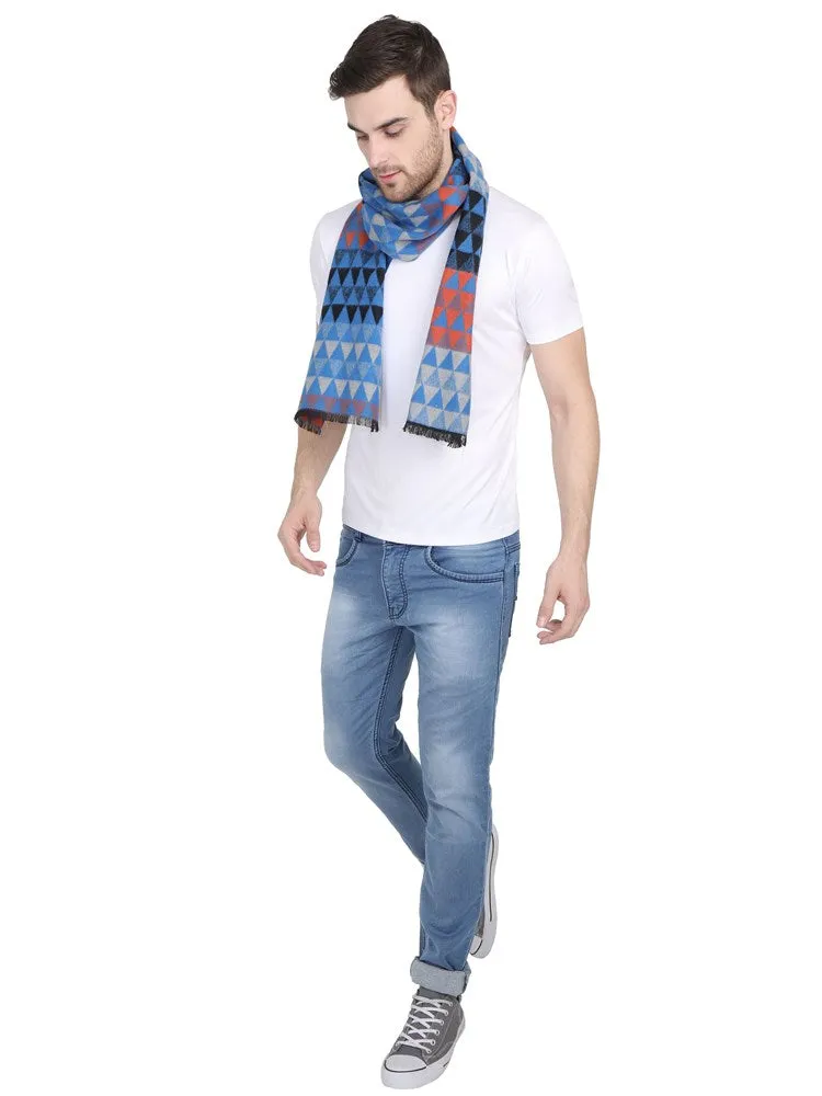 FabSeasons Blue Men's Casual Checkered Acrylic Woolen Muffler