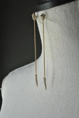 FASHION JEWELRY - GOLD SNAKE LONG DELICATE EARRINGS