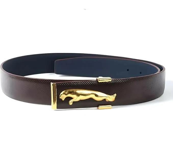 Faux Leather Belts Golden Brown Designer Set (Pack of 2)