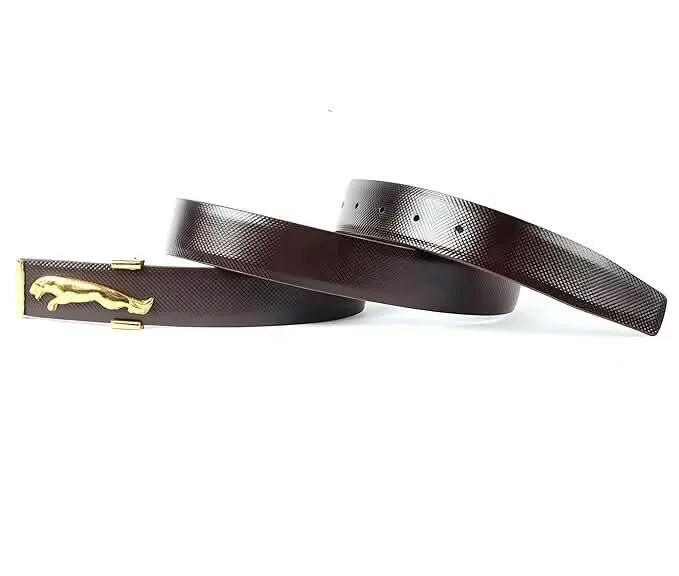Faux Leather Belts Golden Brown Designer Set (Pack of 2)